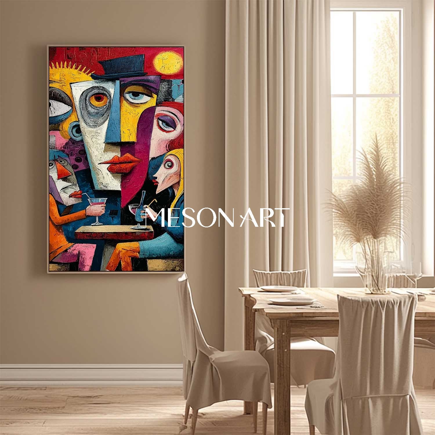 Large Modern Pop Art Wall Decor – Bright, Eclectic Canvas for Contemporary Spaces