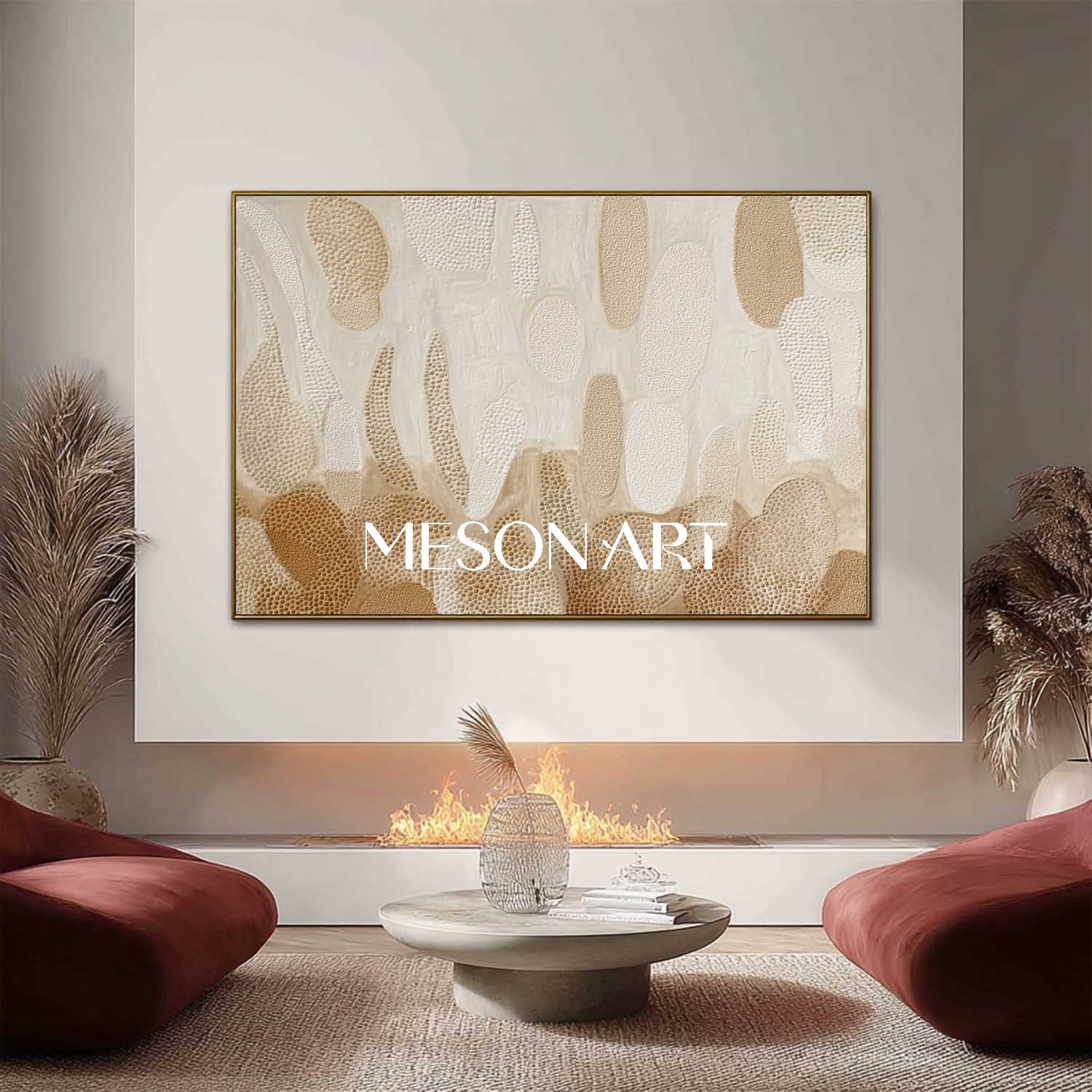 Beige Framed Bohemian Art – Handcrafted Canvas for Every Room