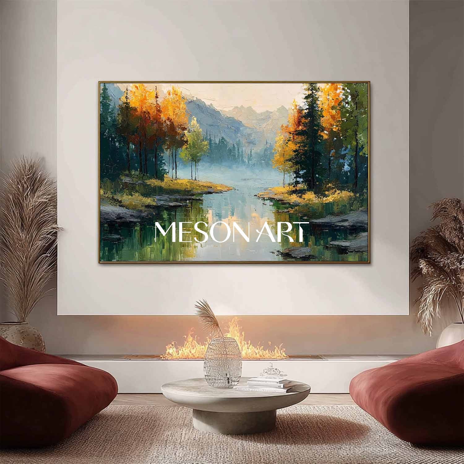 Autumn Wall Art Large Canvas Painting for Cozy Living Rooms Fall Decor