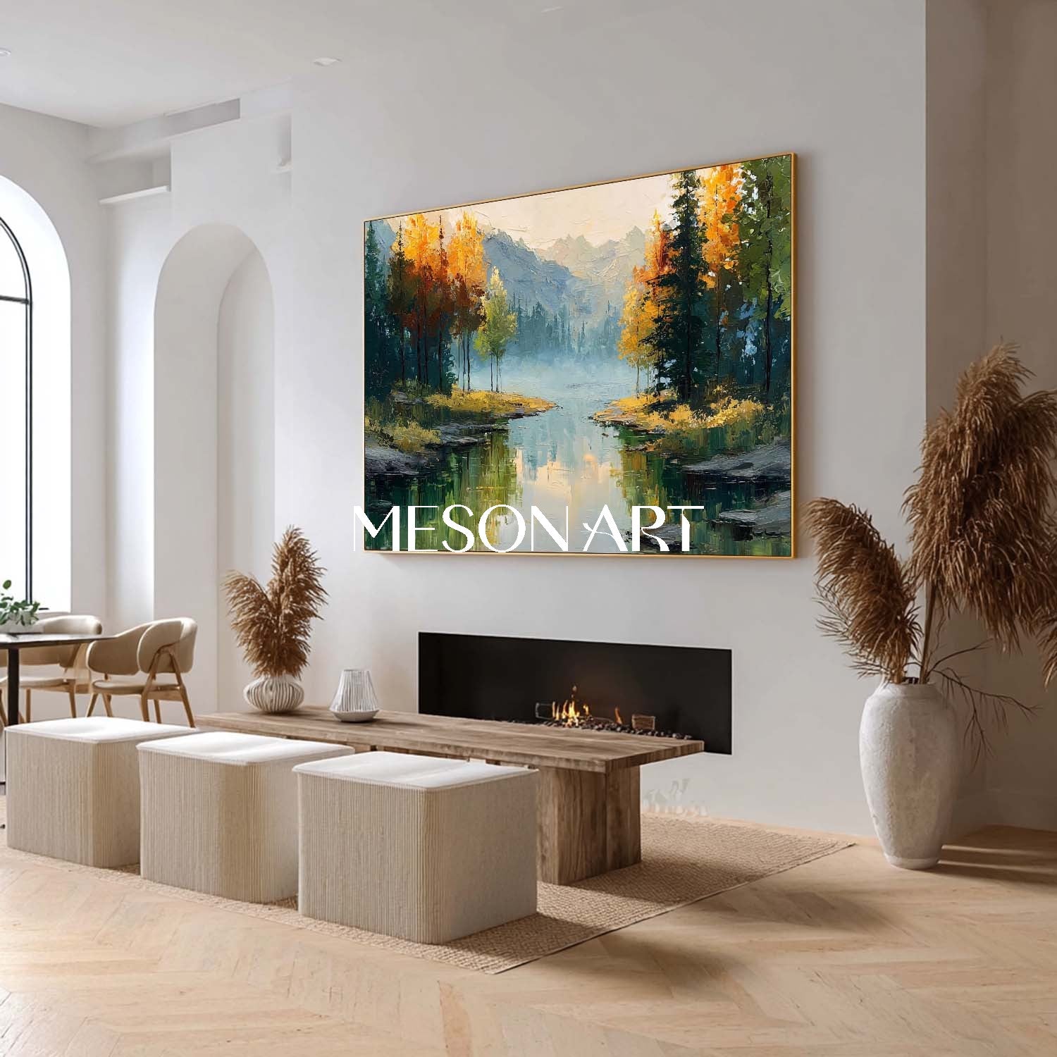 Autumn Wall Art Large Canvas Painting for Cozy Living Rooms Fall Decor