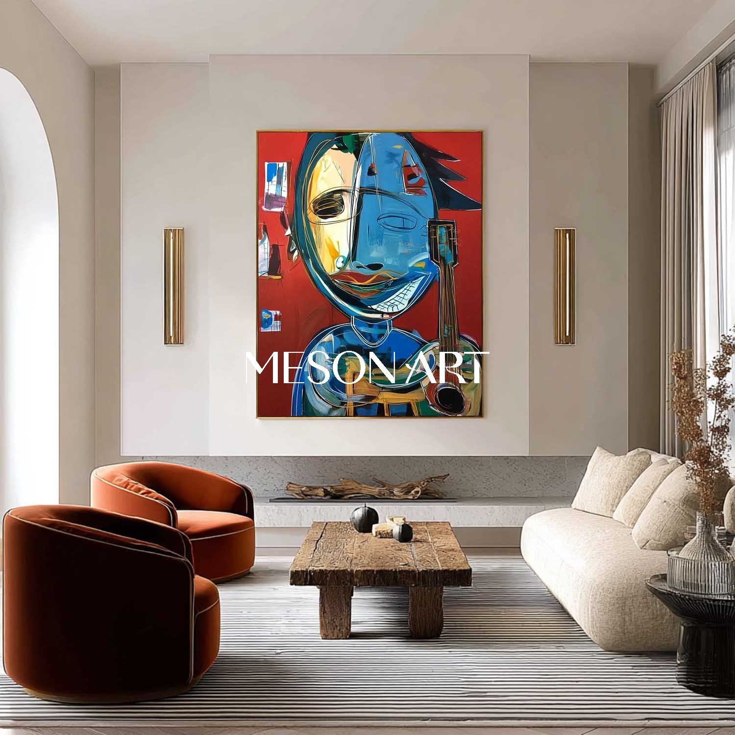 Guitarist Graffiti Abstract Canvas Art Picasso Original Graffiti Painting