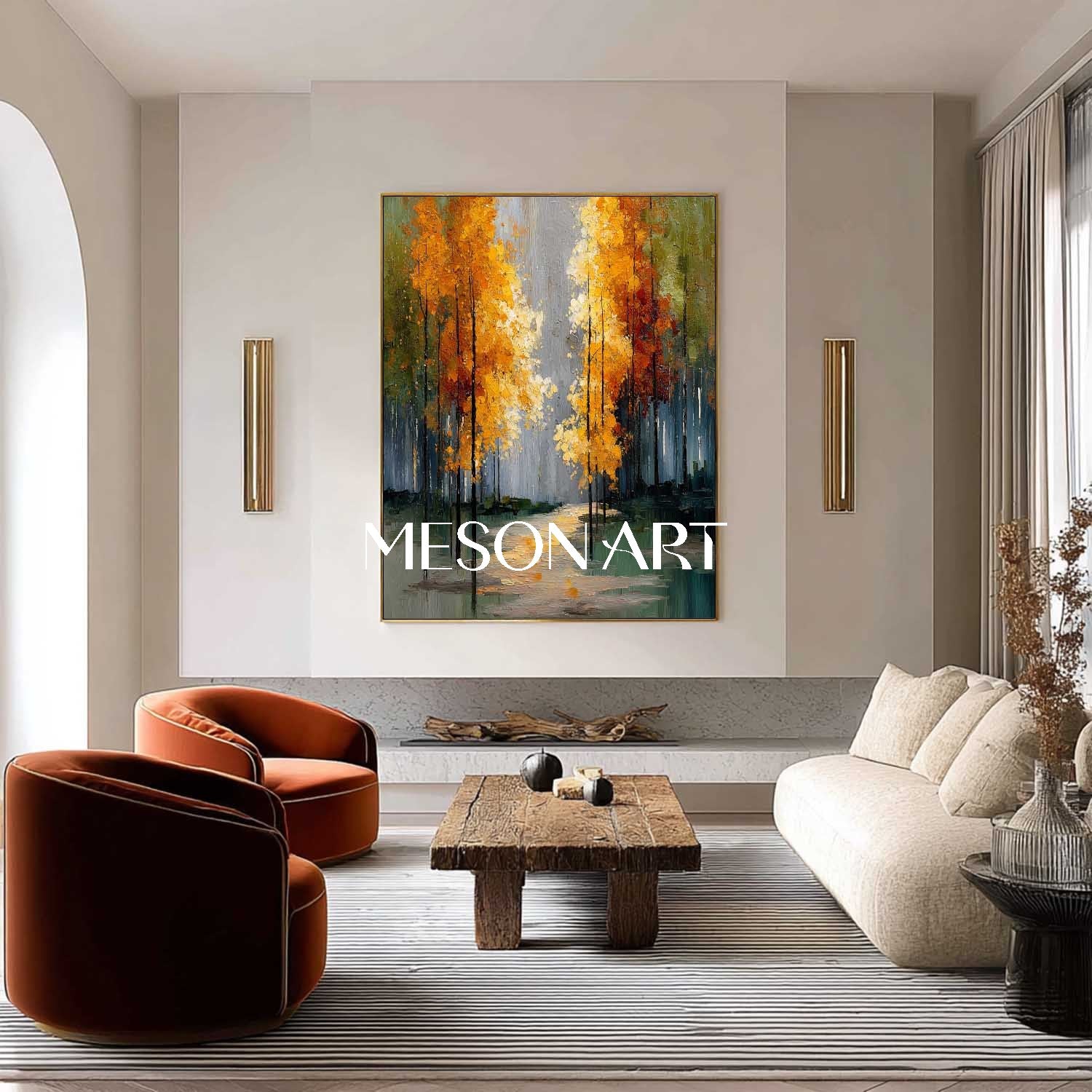 Shop Original Fall Landscape Art Hand Painted Canvas for Cozy Interior