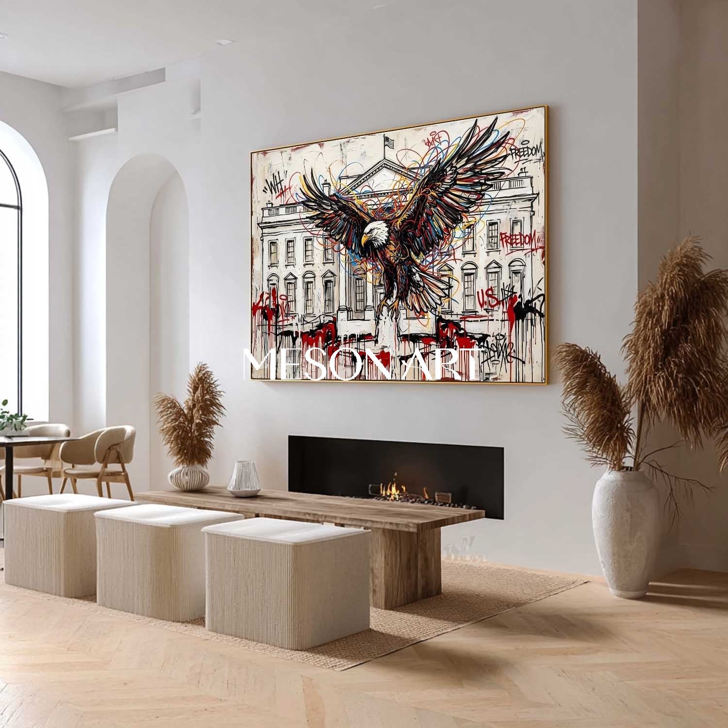 White House Bald Eagle Street Art Canvas Modern Graffiti Wall Decor Painting