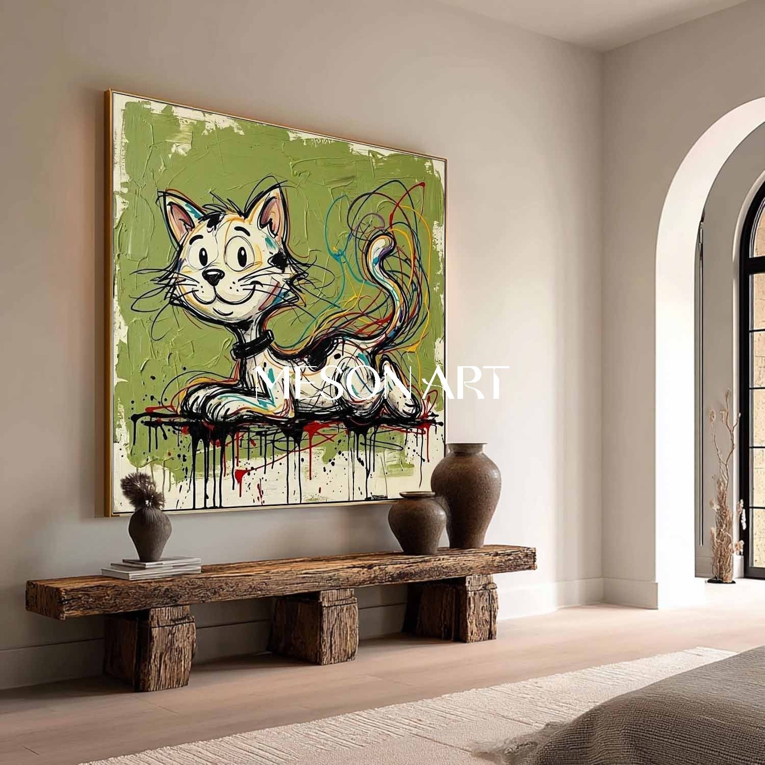 Square Pet Painting Plaster 3D Wall Art Contemporary Whimsical Pet Canvas Pop Artwork