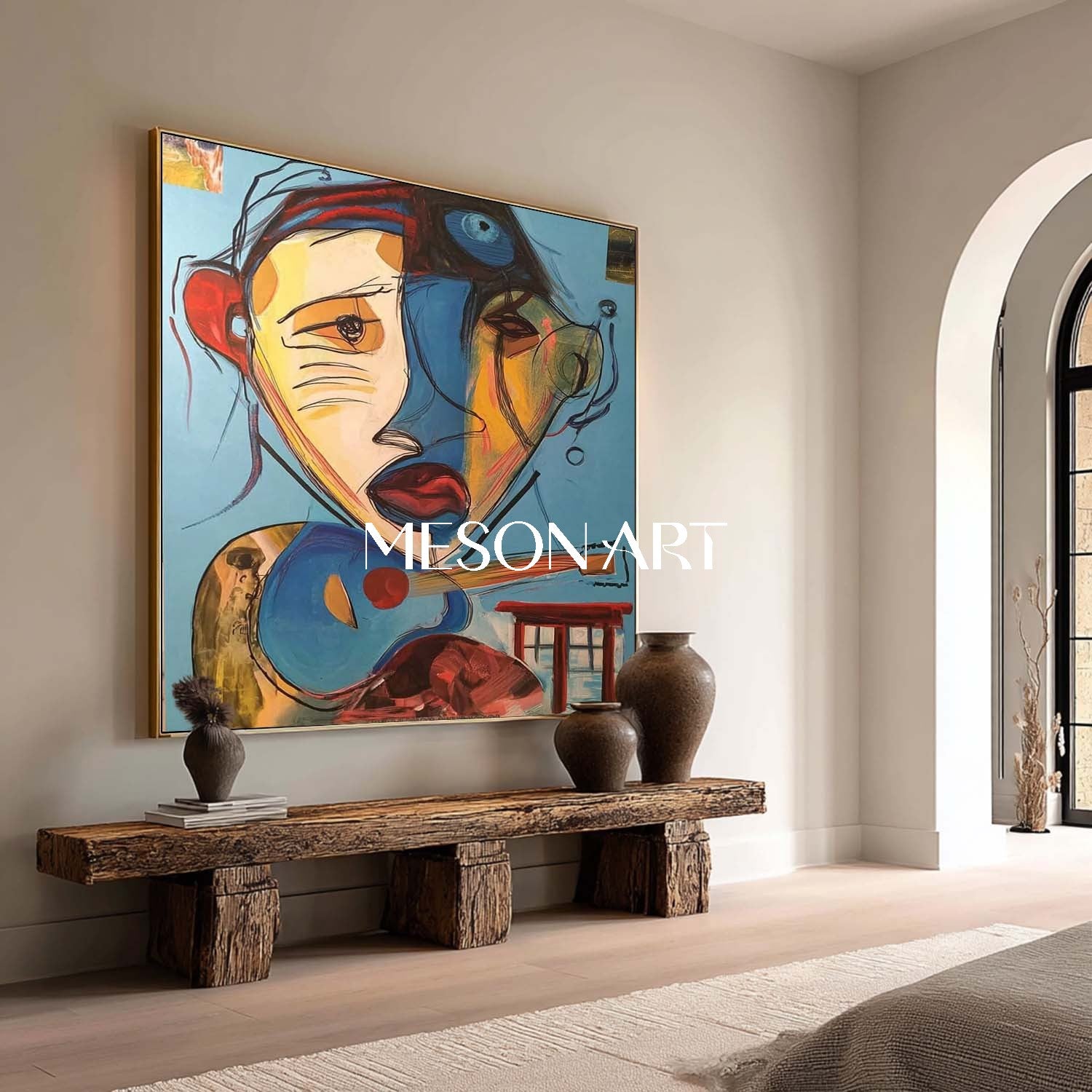 Guitarist Graffiti Abstract Art Canvas Picasso Style Abstract Painting