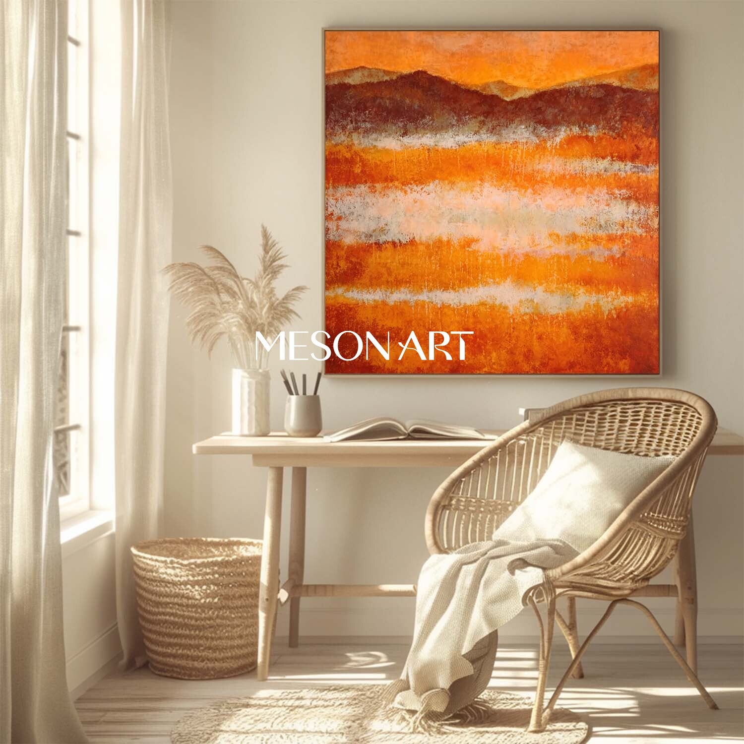 Fall Art Wall Decor Abstract Autumn Colors Canvas for Modern Decor
