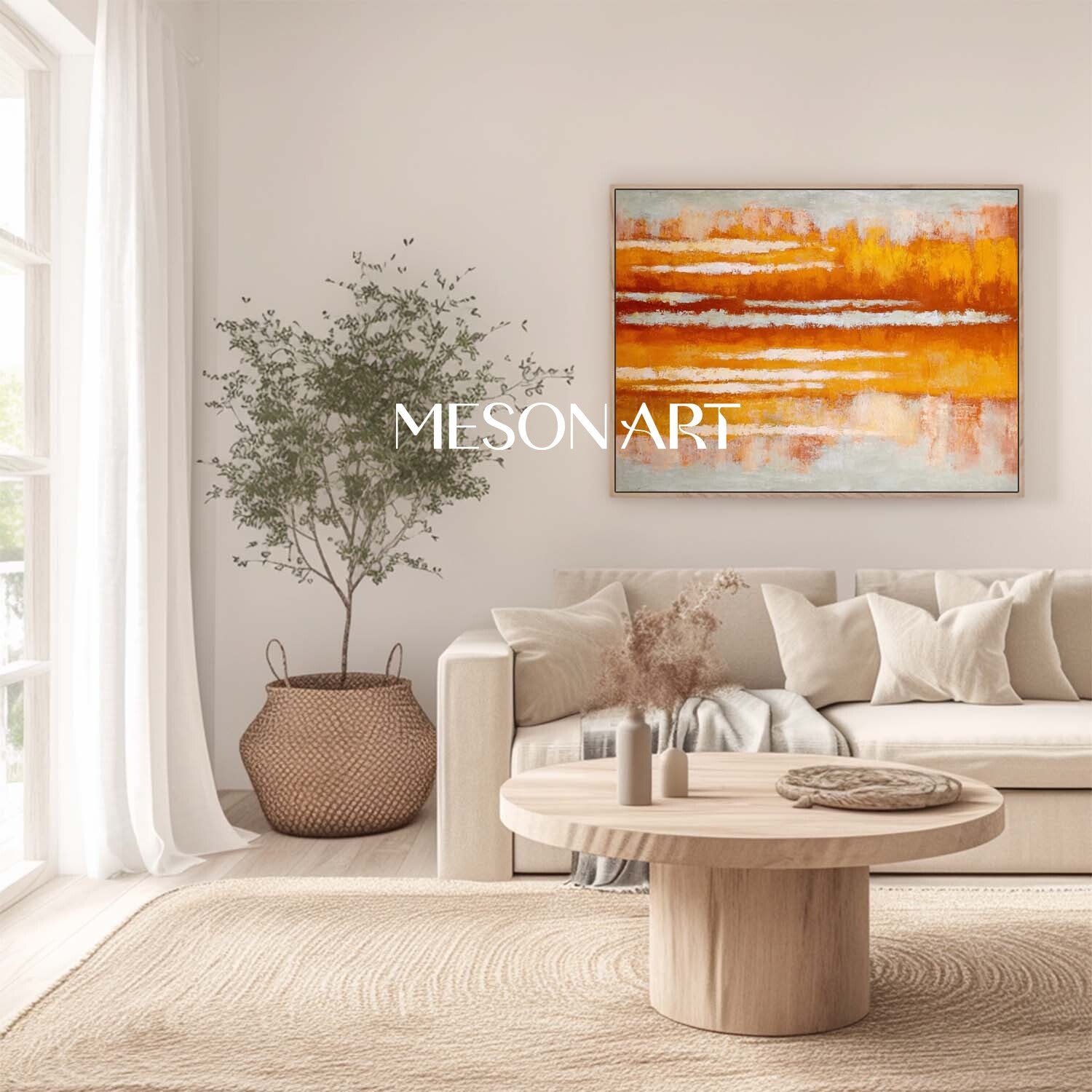 Abstract Nature Fall Colors Wall Art Contemporary Autumn Forest Canvas