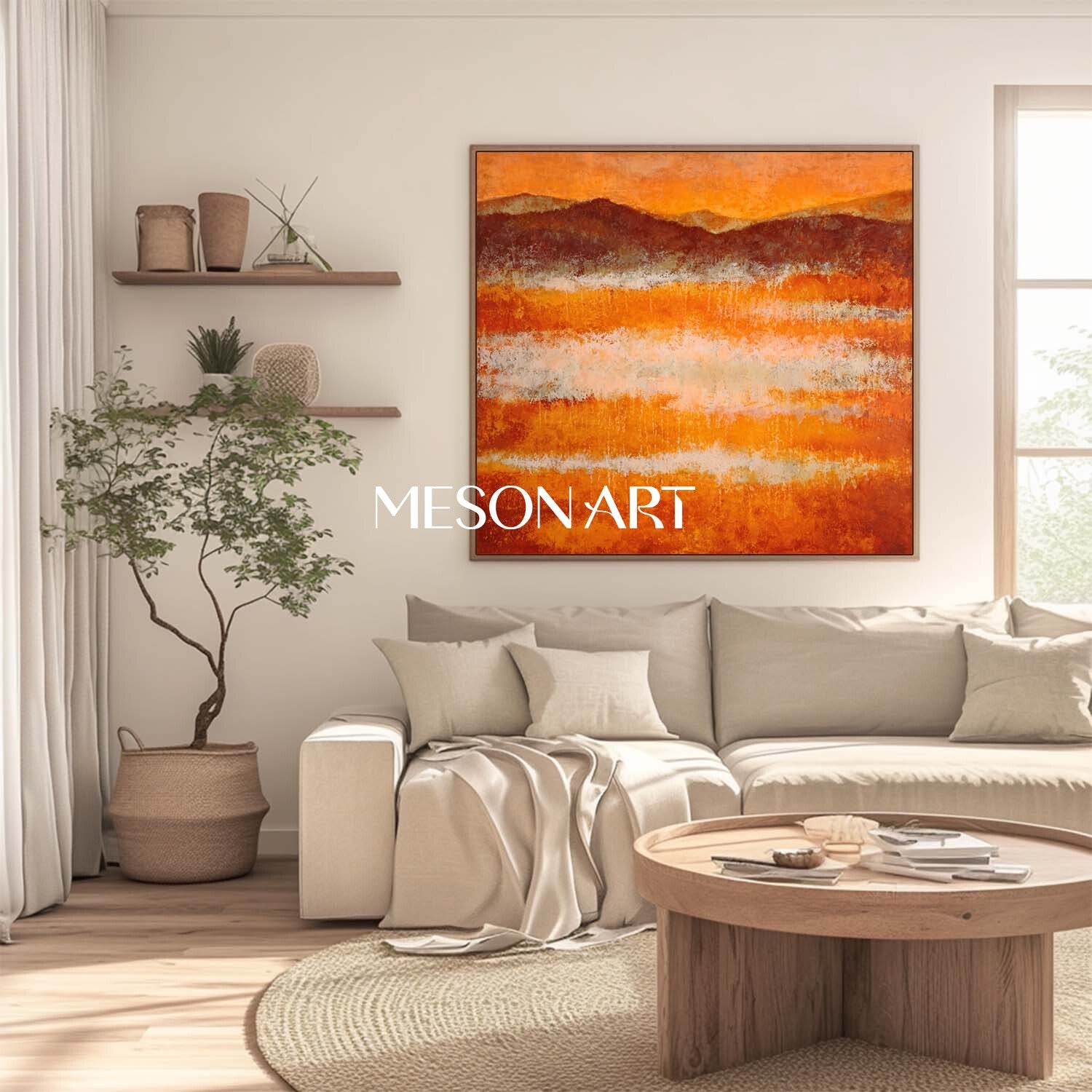 Fall Art Wall Decor Abstract Autumn Colors Canvas for Modern Decor