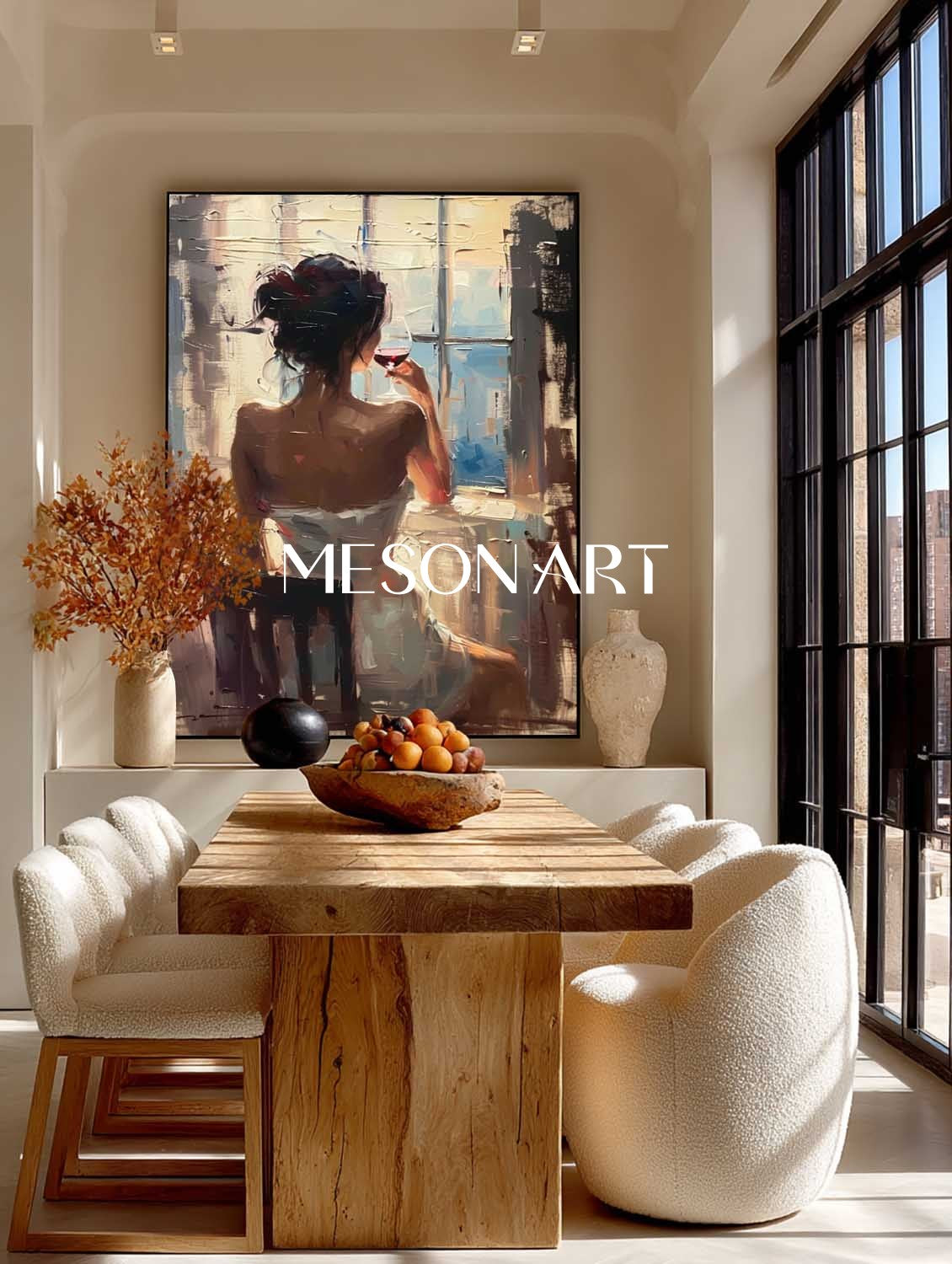 Girl drinking red wine art Red wine cellar wall art decoration Wine cabinet canvas painting