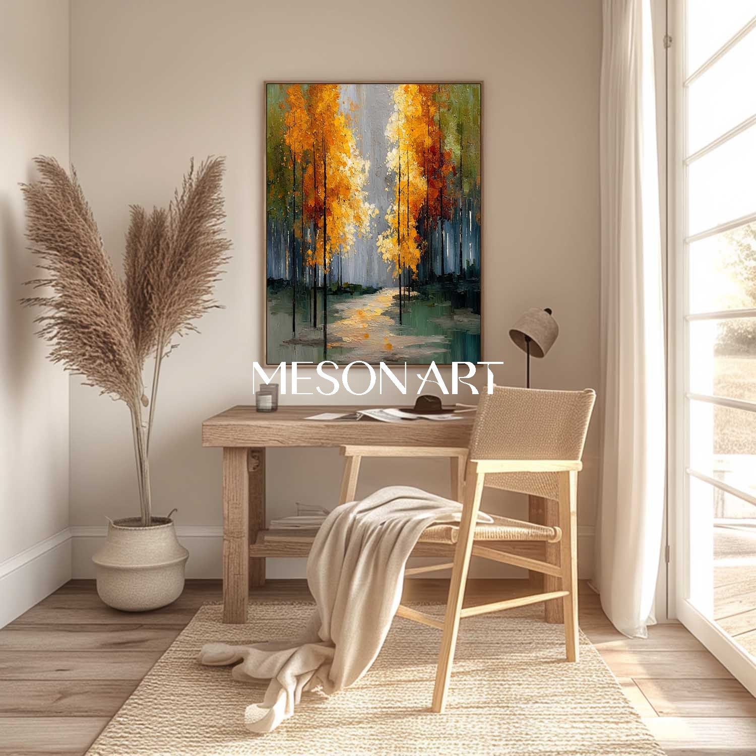 Shop Original Fall Landscape Art Hand Painted Canvas for Cozy Interior