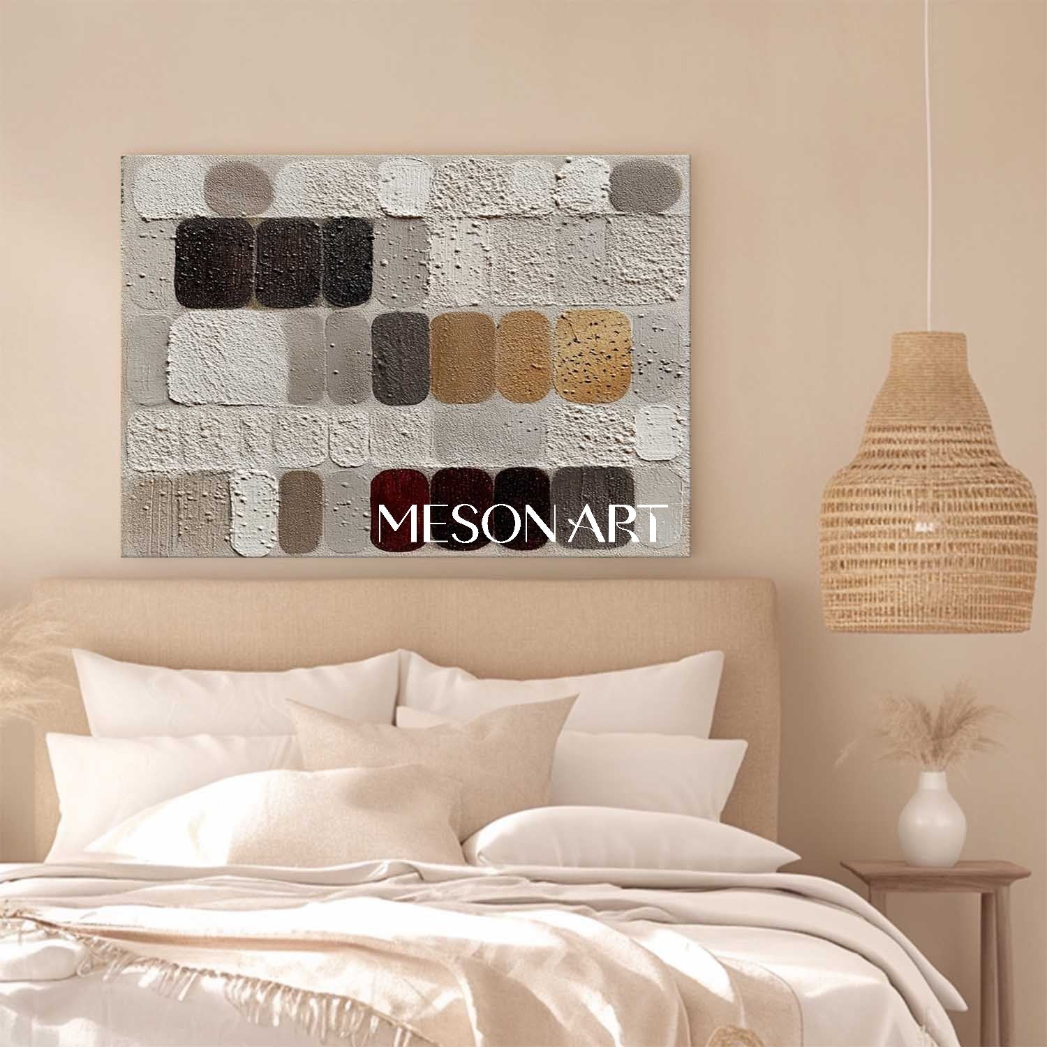 Wabi-Sabi 3D Textured Wall Art Large Gray Plaster Framed Canvas Office