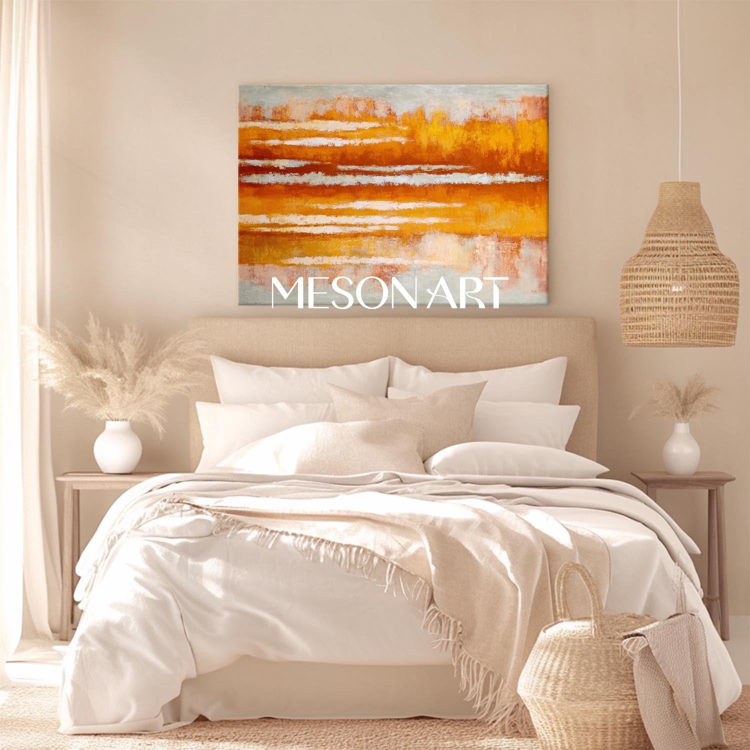 Abstract Nature Fall Colors Wall Art Contemporary Autumn Forest Canvas