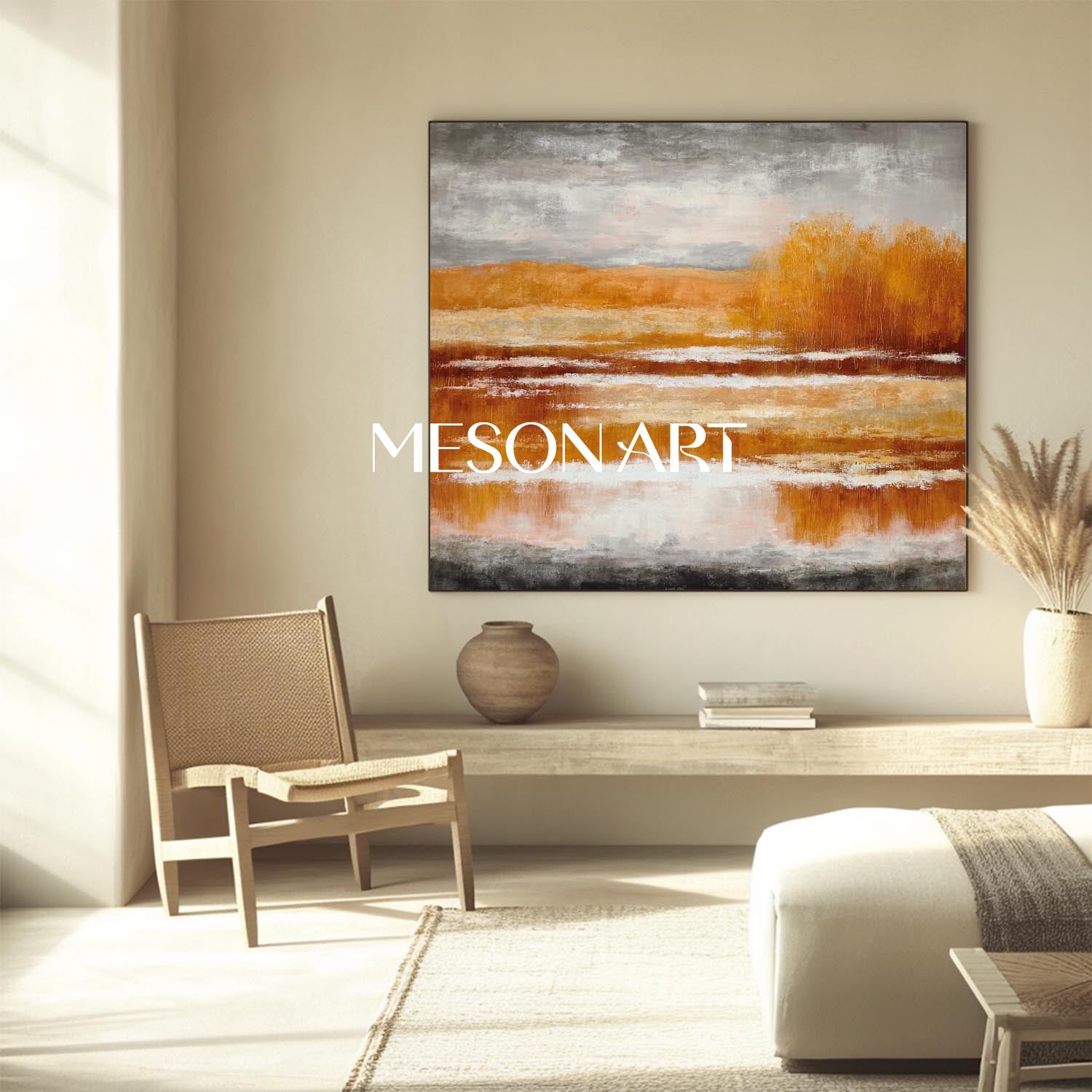 Fall Art Canvas Autumn Colors Abstract Painting for Living Room