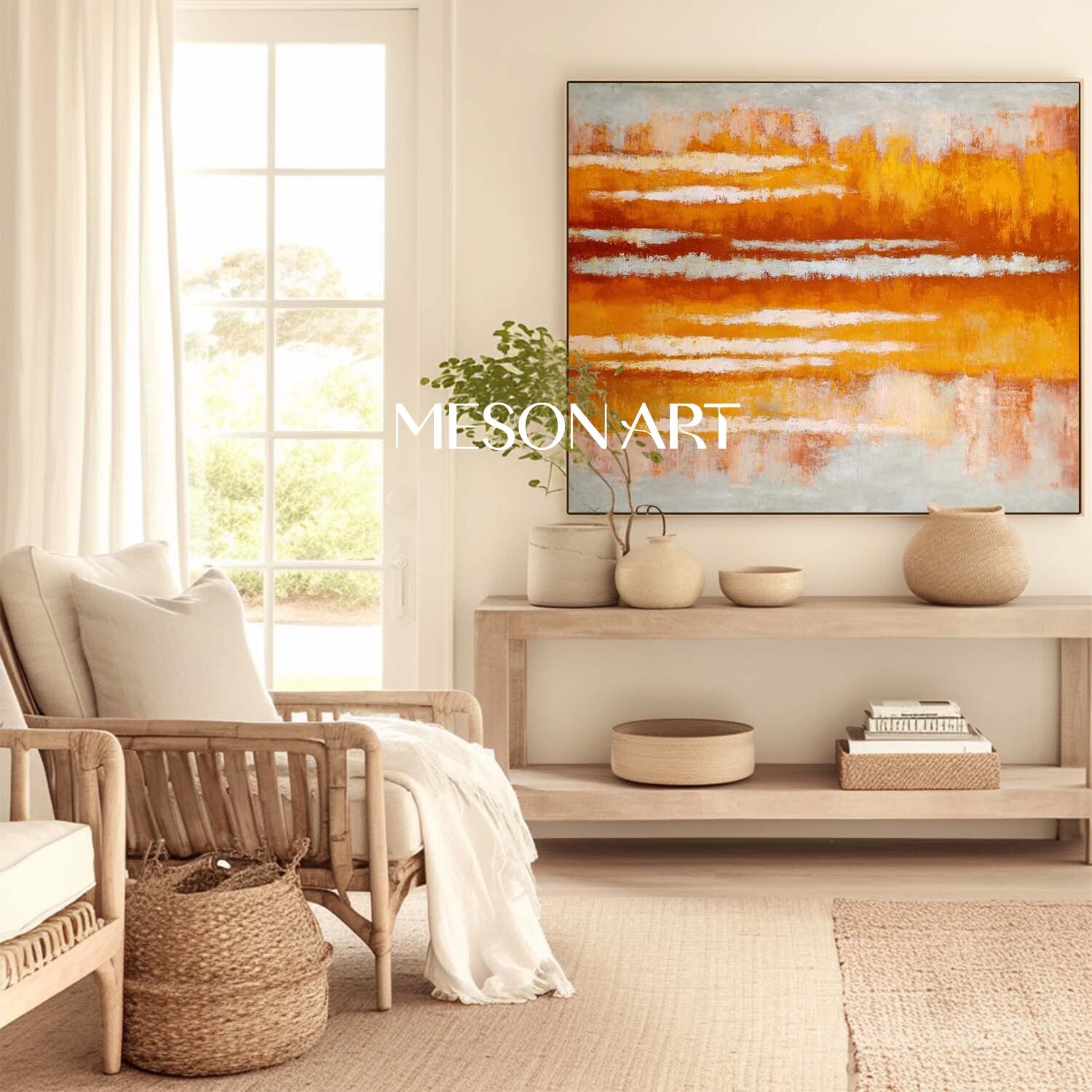 Abstract Nature Fall Colors Wall Art Contemporary Autumn Forest Canvas