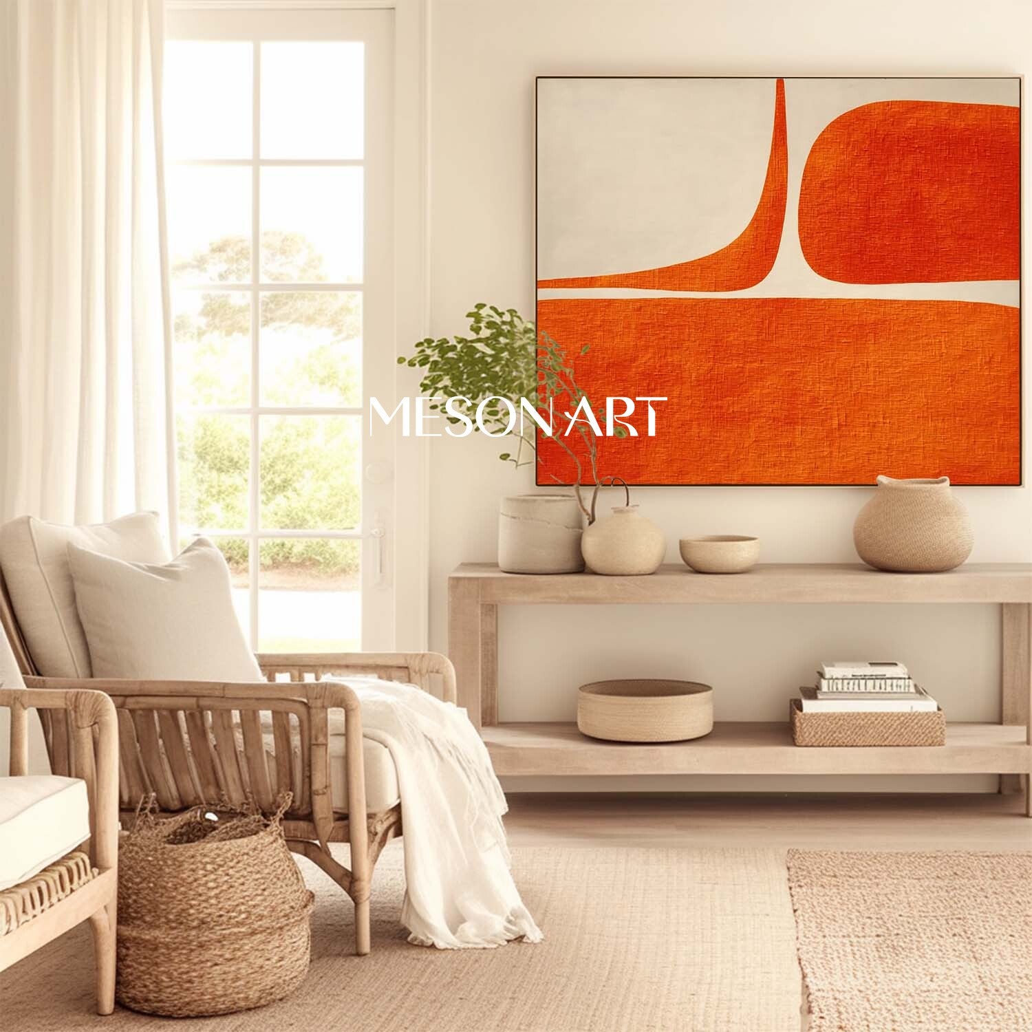 Minimalist Abstract Art Contemporary Autumn Geometric Painting