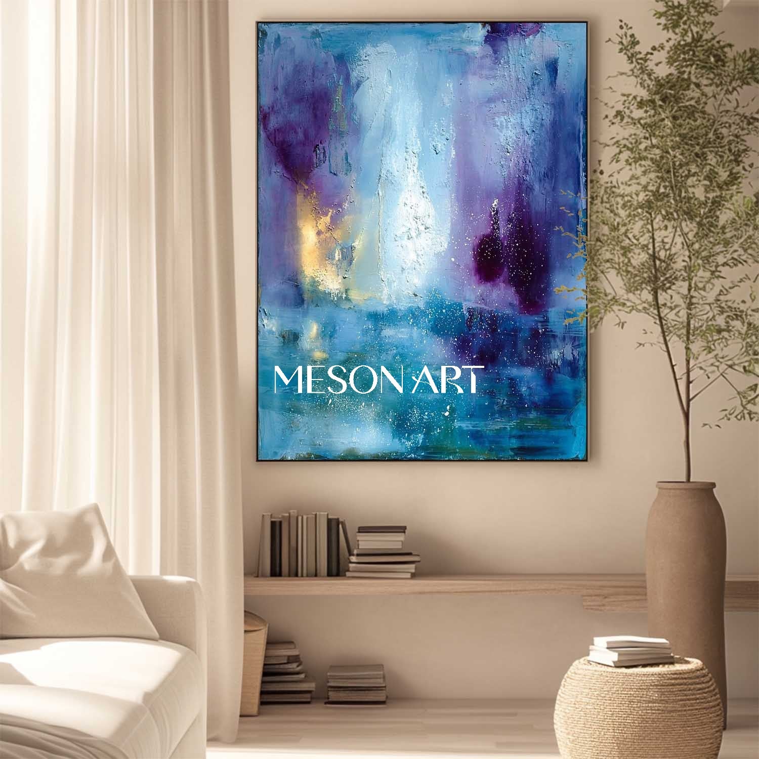 Dark Blue Abstract Art for Living Room Abstract Wall Art Paintings