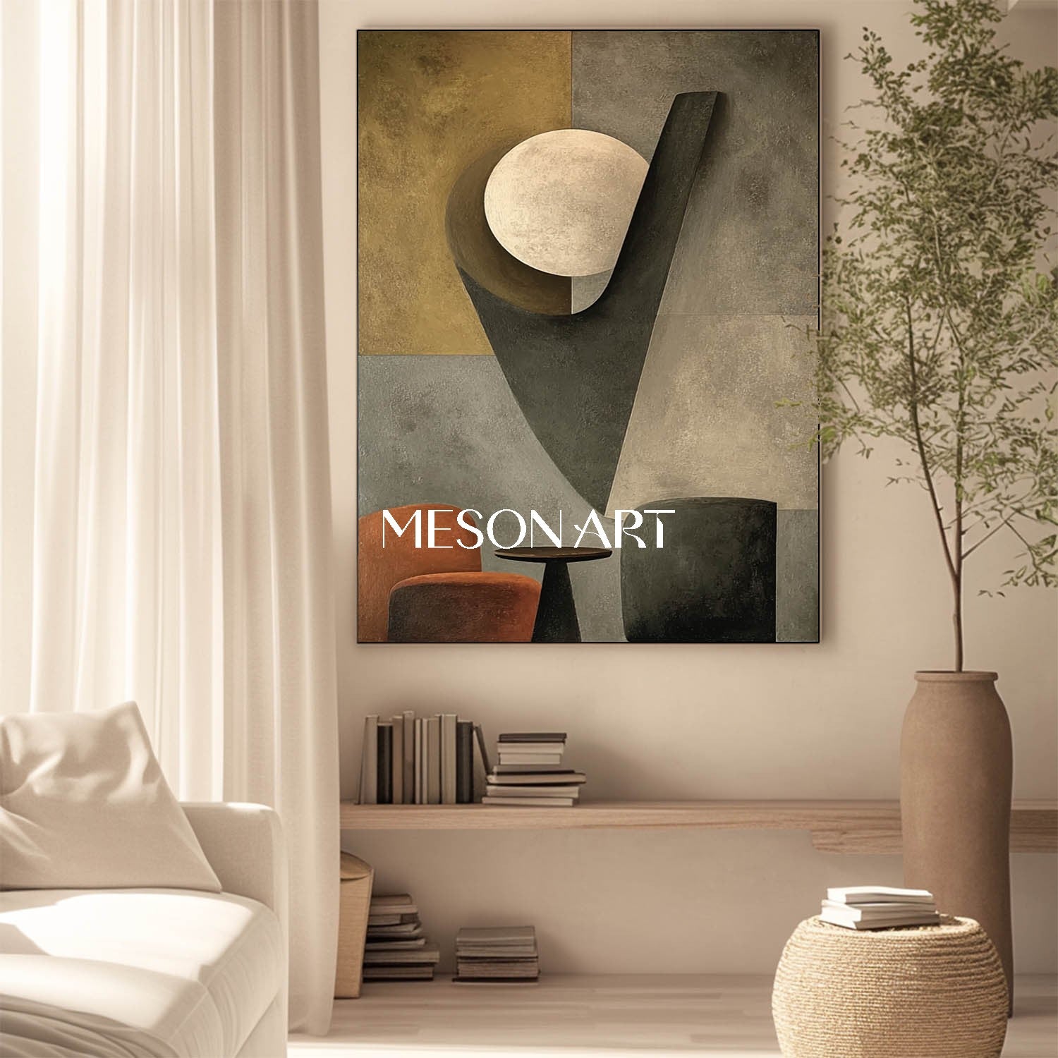 Large Framed Abstract Gray Oil Painting Handmade Office Wall Art Online