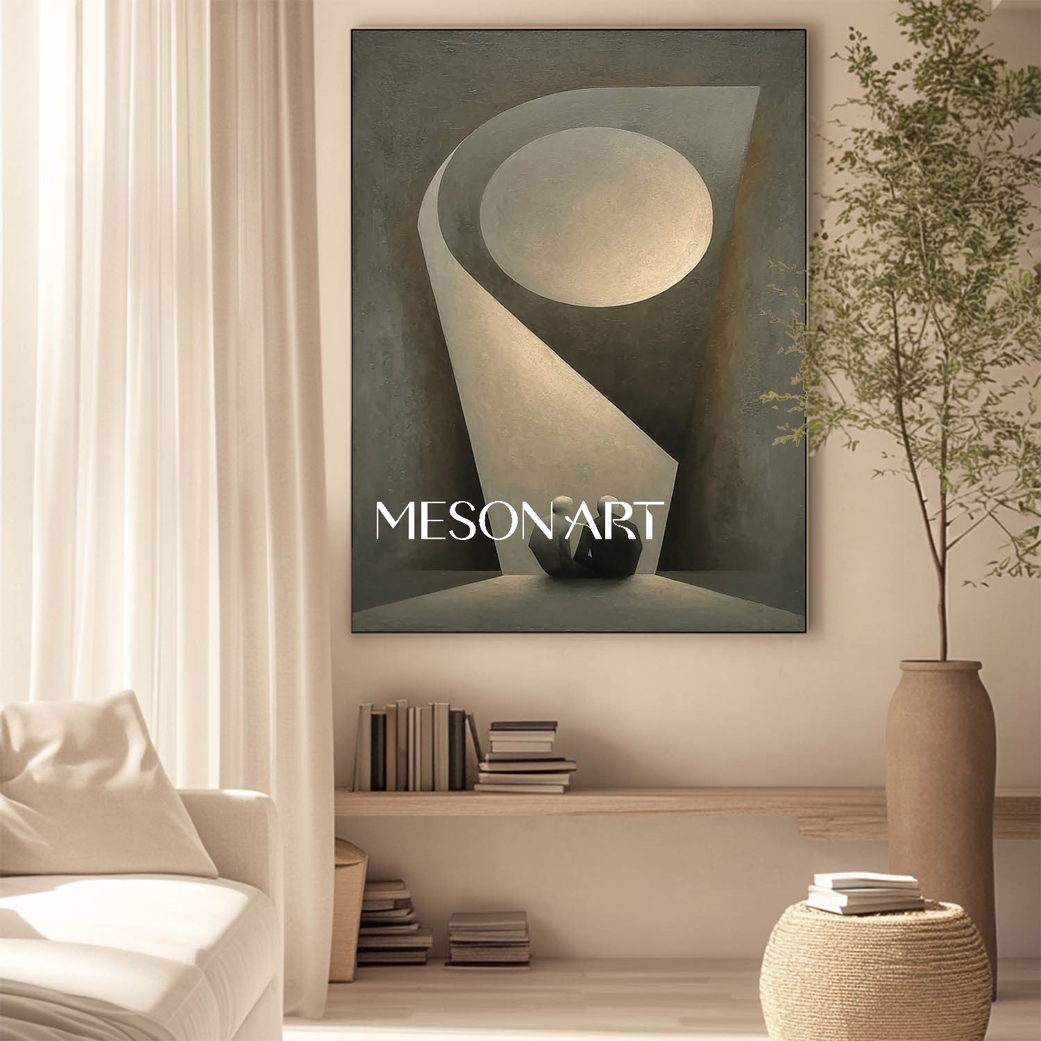Contemporary Gray Abstract Textured Art Bedroom Wall Decor Framed Decor