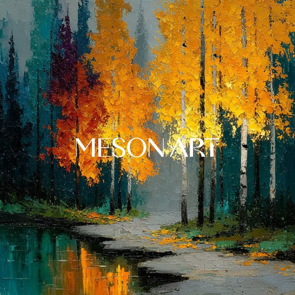 3-Piece Set of Autumn Landscape Canvas Art for Sale Autumn Landscape Textured Paintings