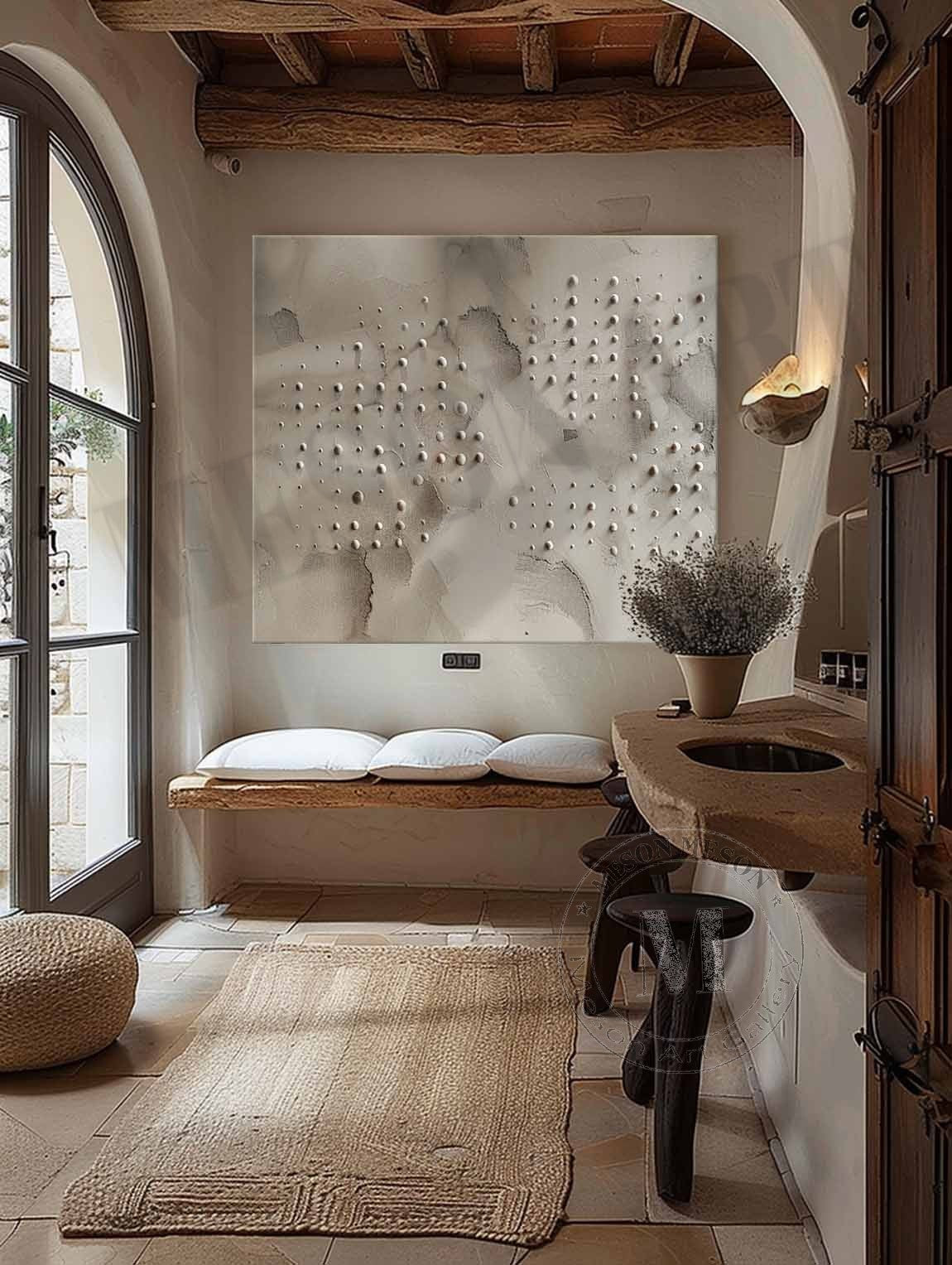 3D Gray Minimalist Abstract Canvas Art Gray Minimalist Textured Painting Wabi Sabi Art