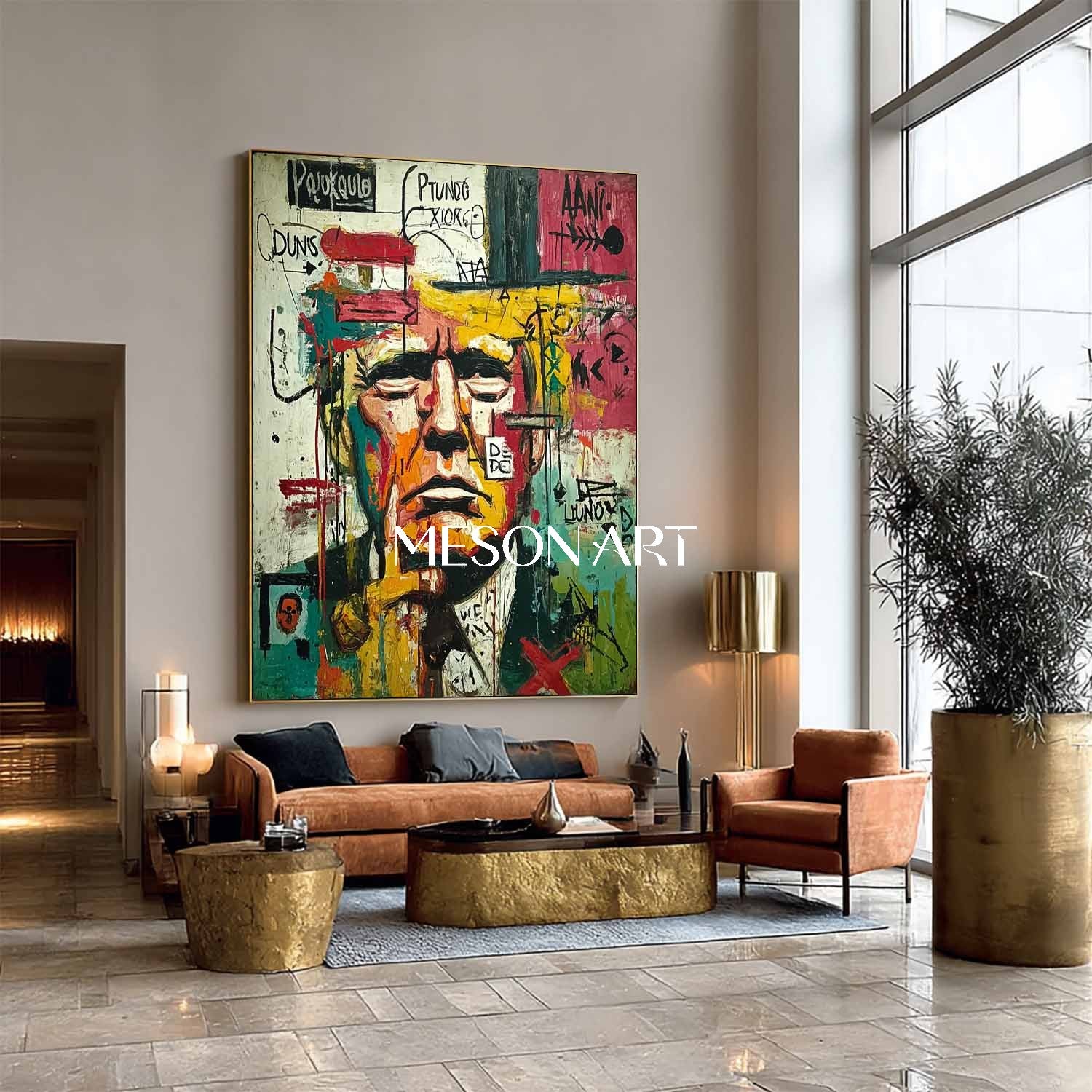 Contemporary Graffiti Portrait Painting Bold Color Expressionist Style