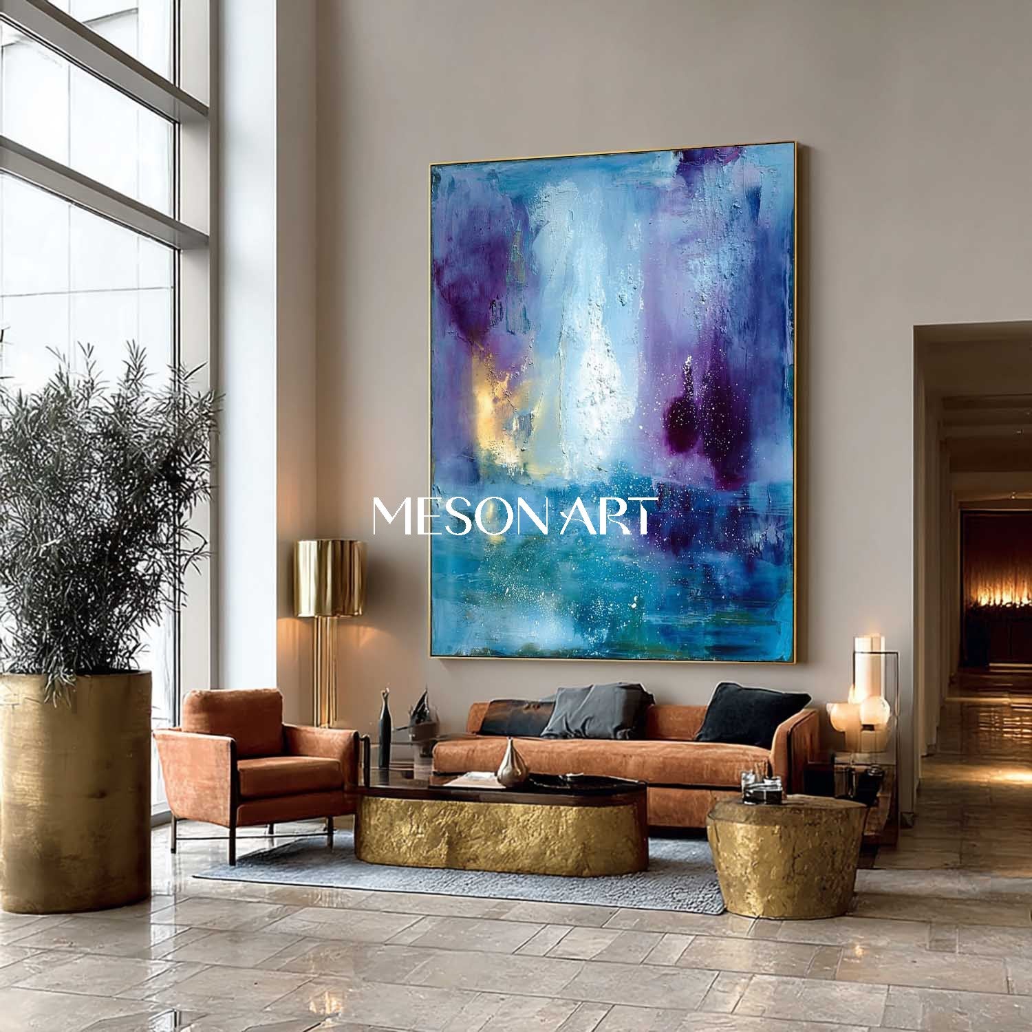 Dark Blue Abstract Art for Living Room Abstract Wall Art Paintings