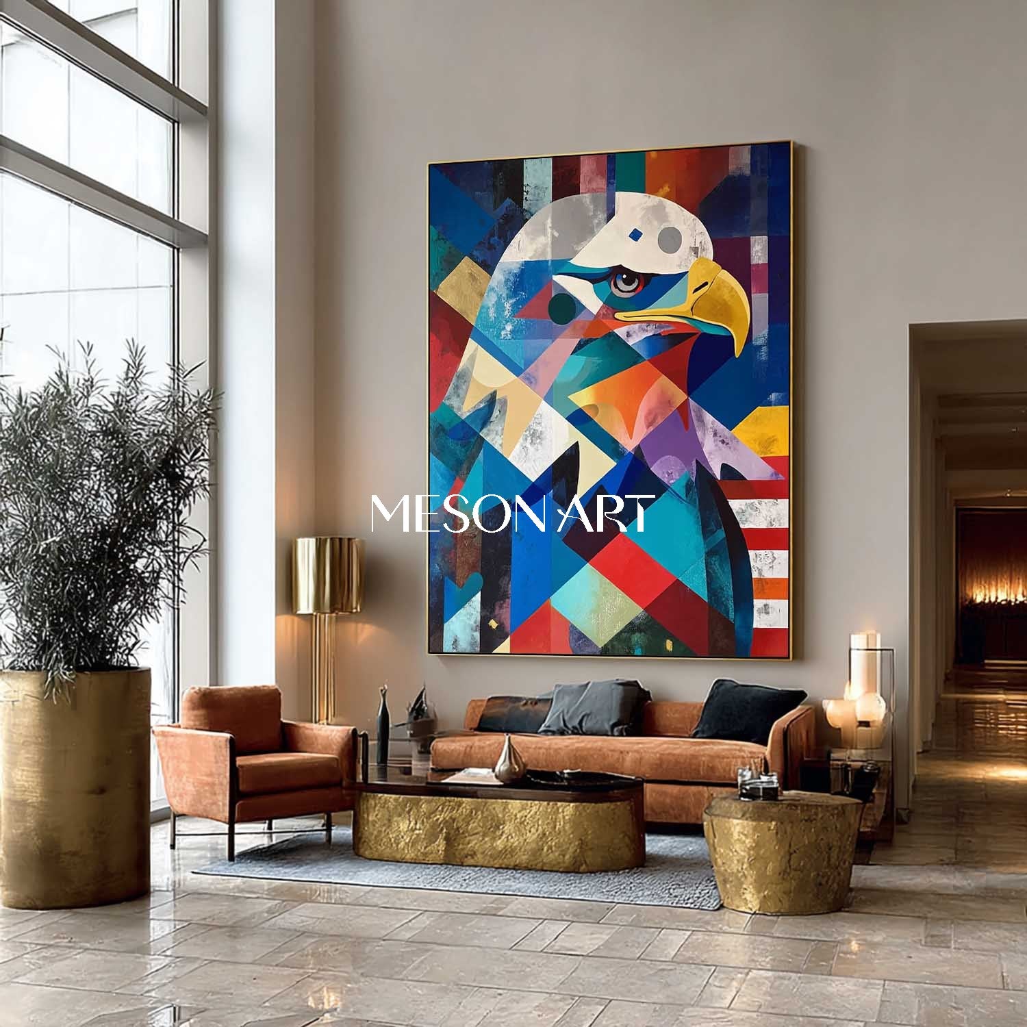 Large American Eagle Canvas Original Geometric Contemporary Wall Art