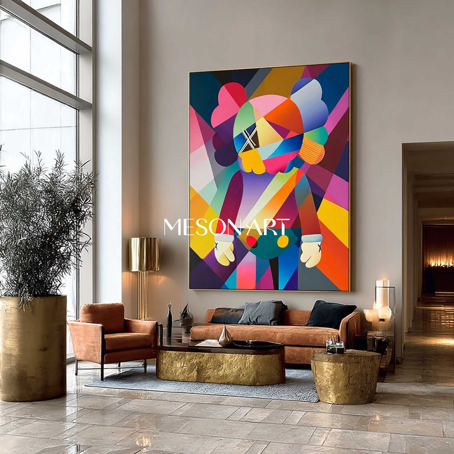 Colorful KAWS Pop Abstract Painting Modern Geometric Art for Enterway