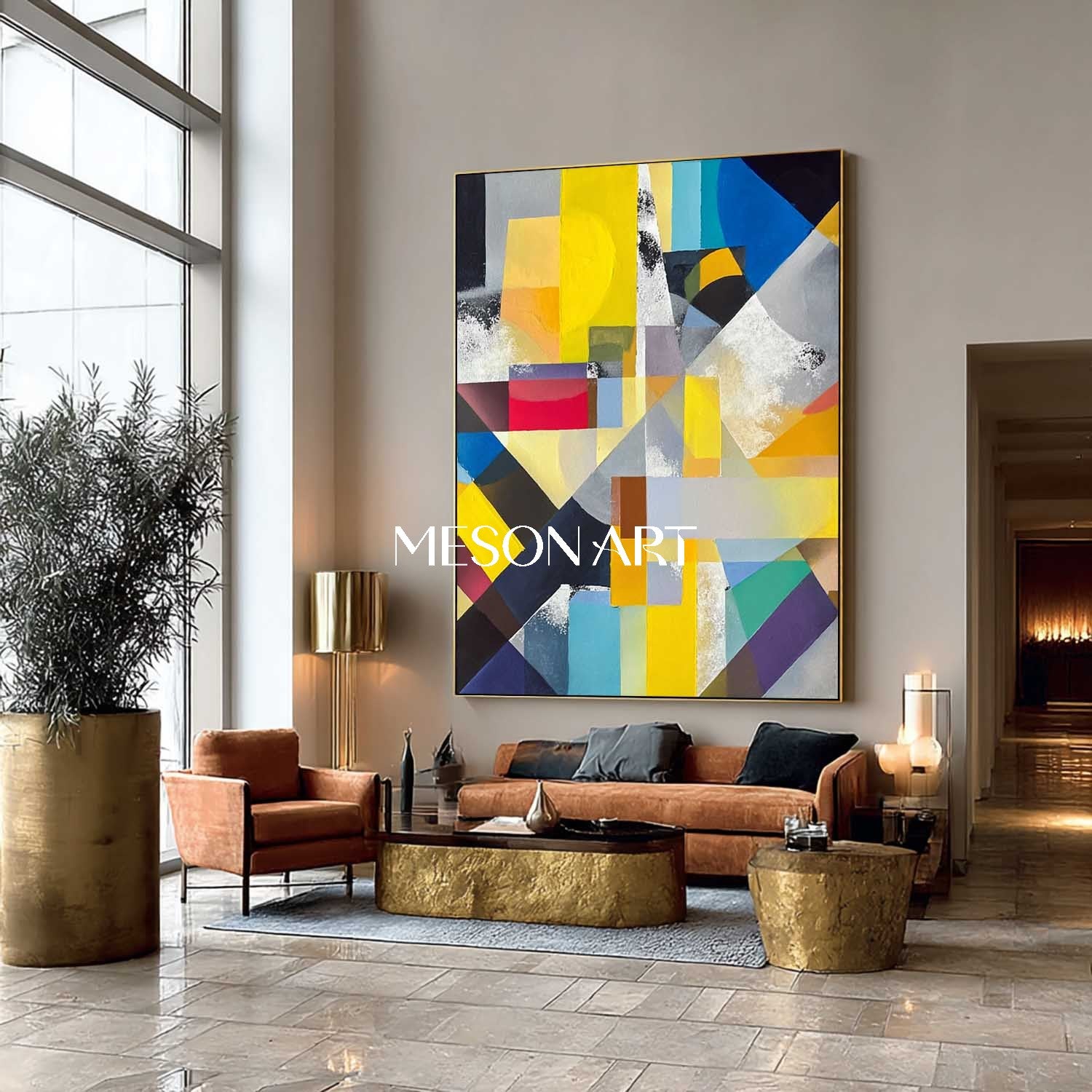 Abstract Geometry Painting Modern Living Room Artwork Wall Art Canvas