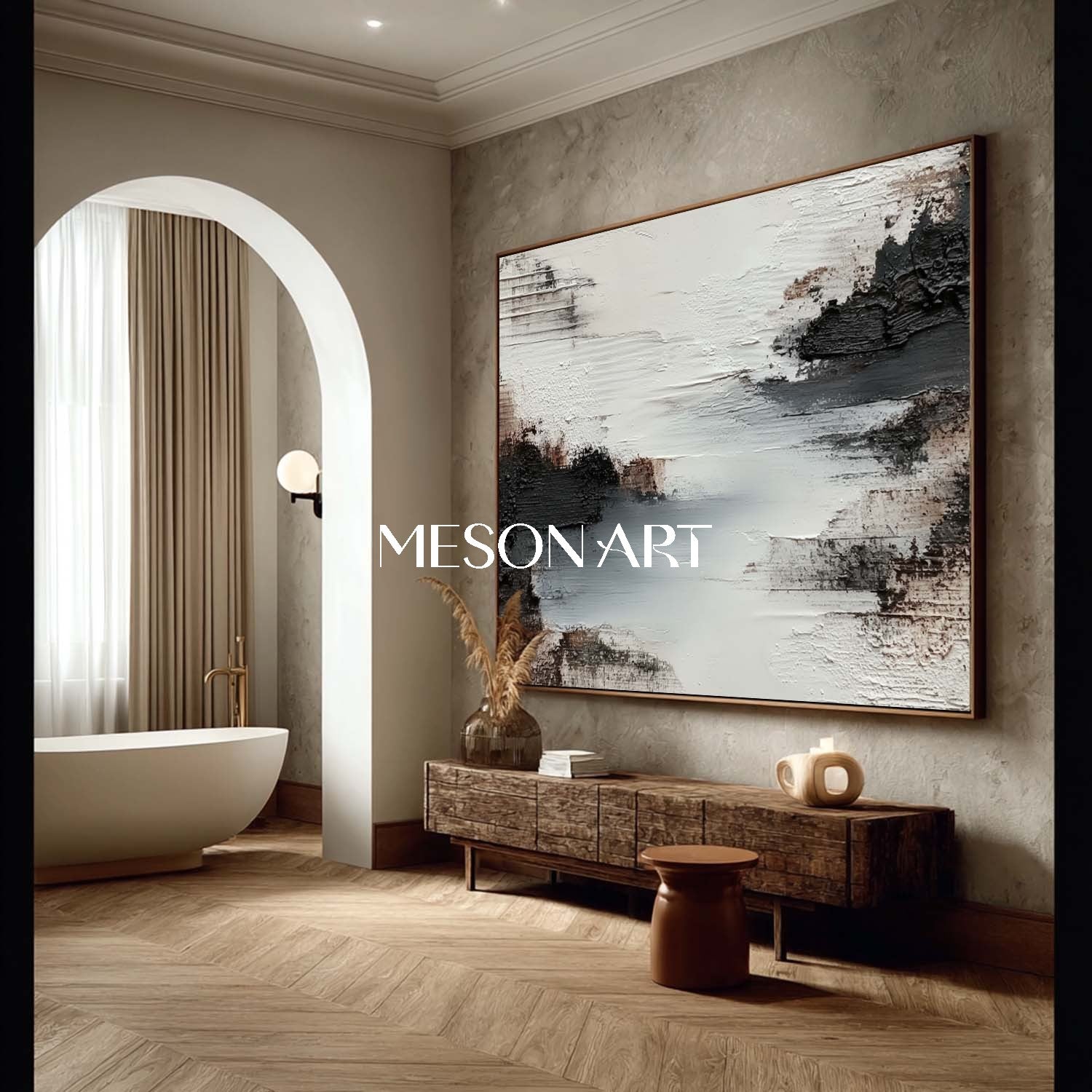 Oversized Wabi-Sabi Textured Oil Painting Abstract Wall Art On Sale