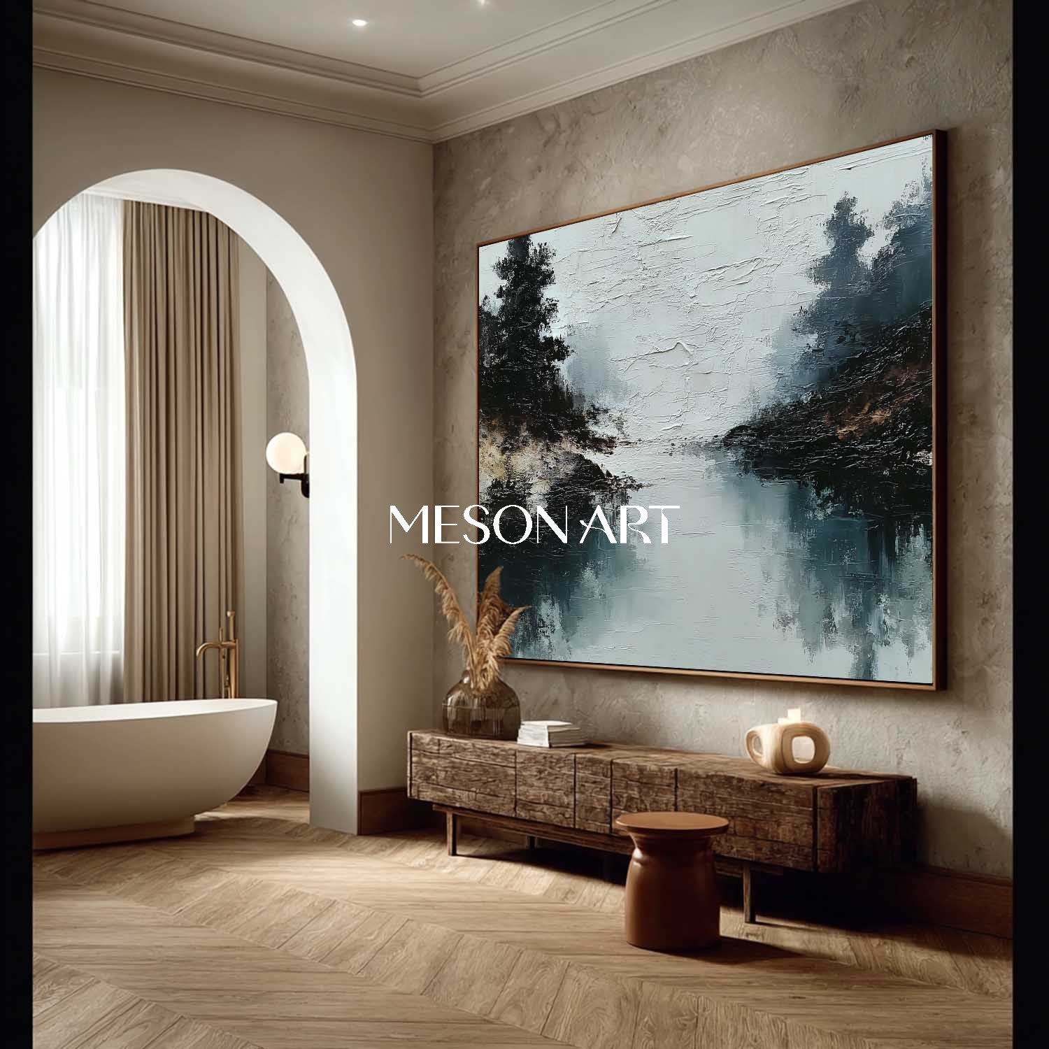 Buy Minimalist Blue Plaster Texture Painting Framed Wall Canvas Online