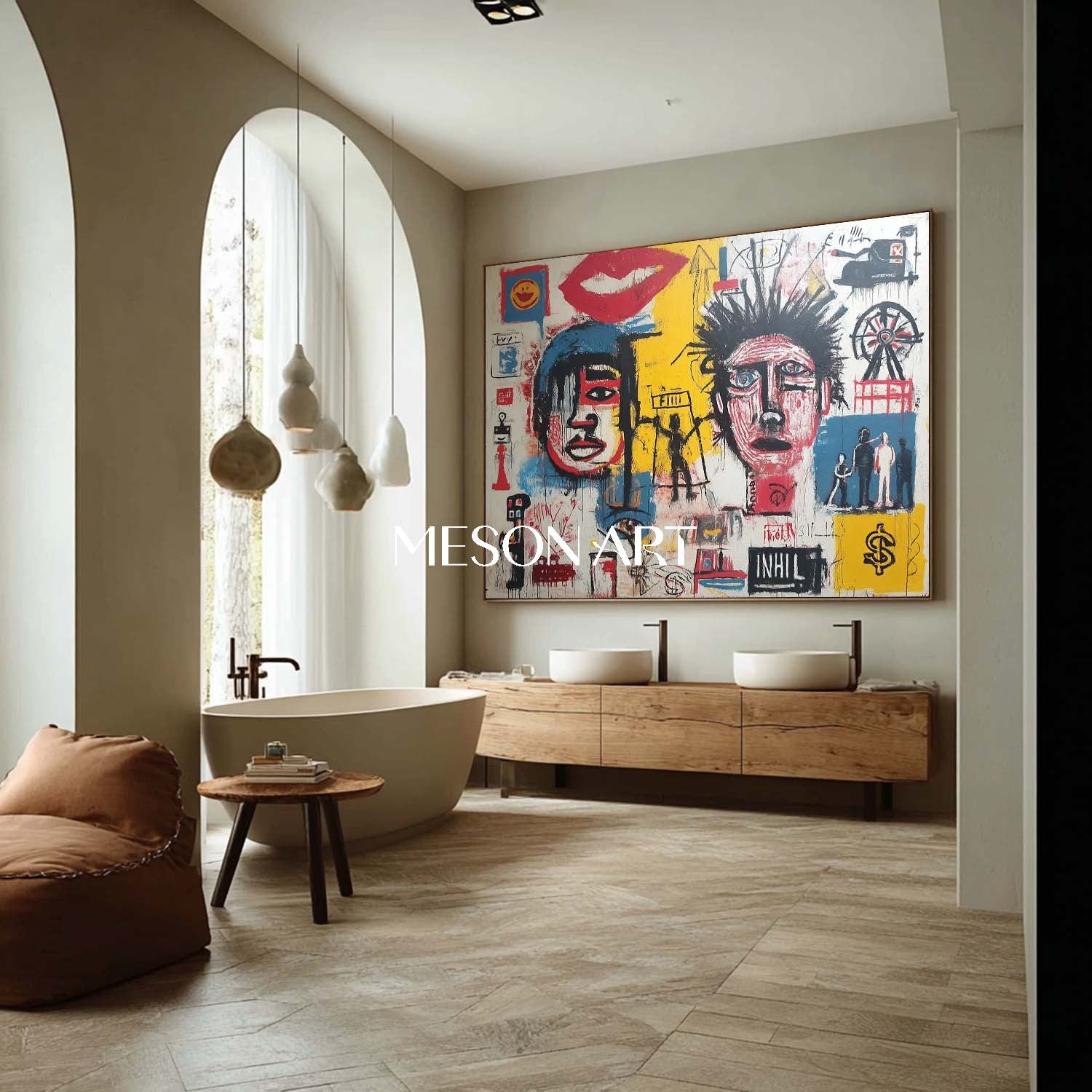 Contemporary Abstract Graffiti Expressionism Painting For Office Wall