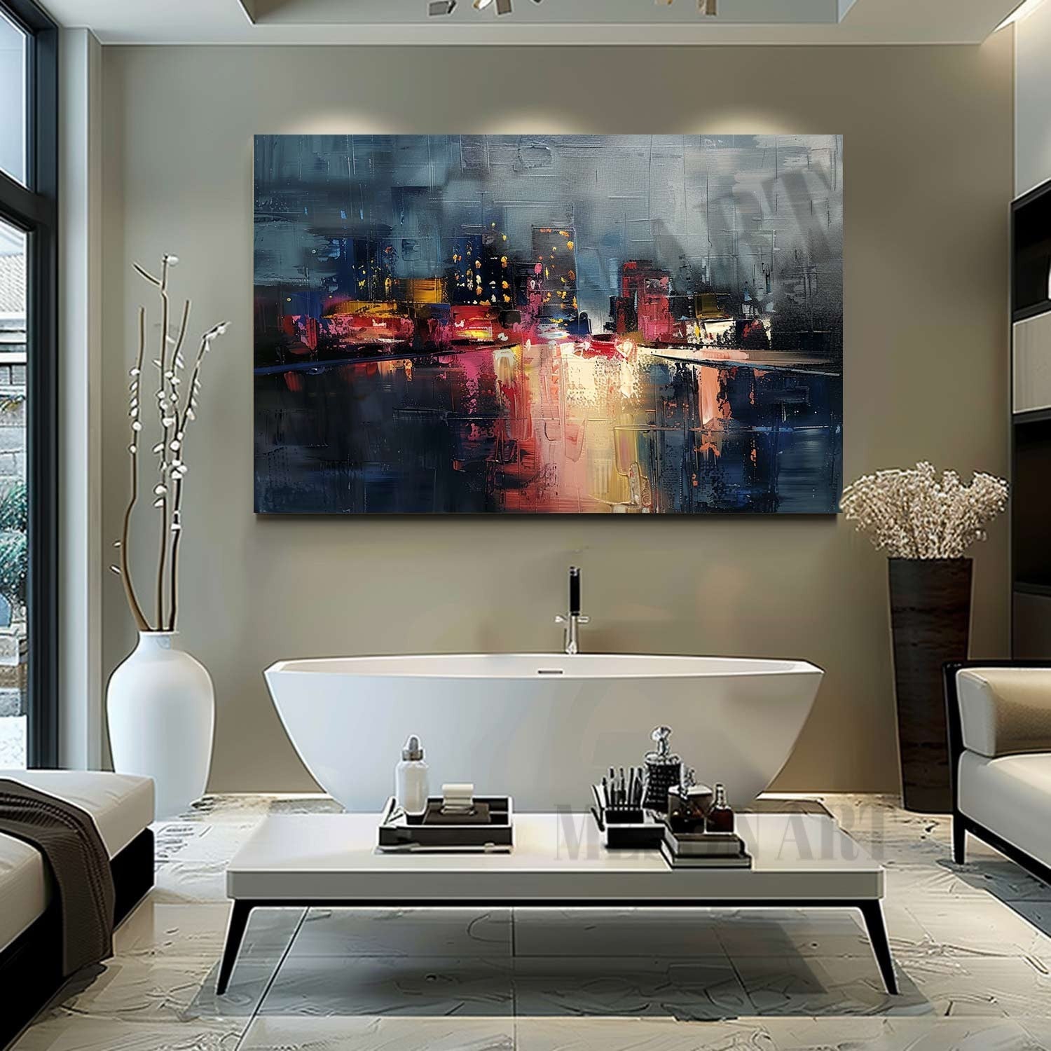 New York Night Scene Colorful Painting City Night Scene Canvas Art for Sale City Night Scene Wall Art