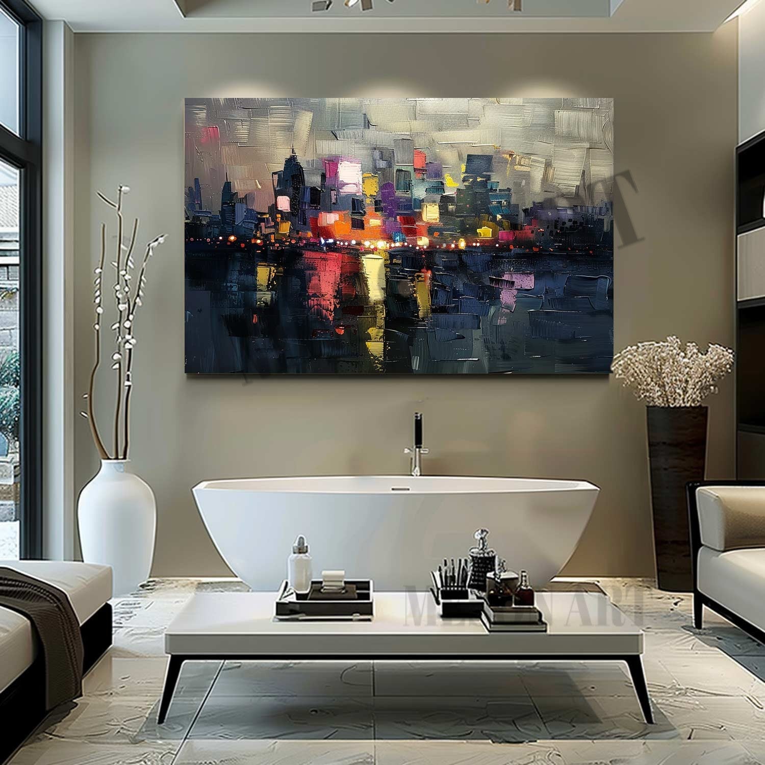 City Night Palette Painting New York Night Palette Canvas Art City Night Palette Wall Art