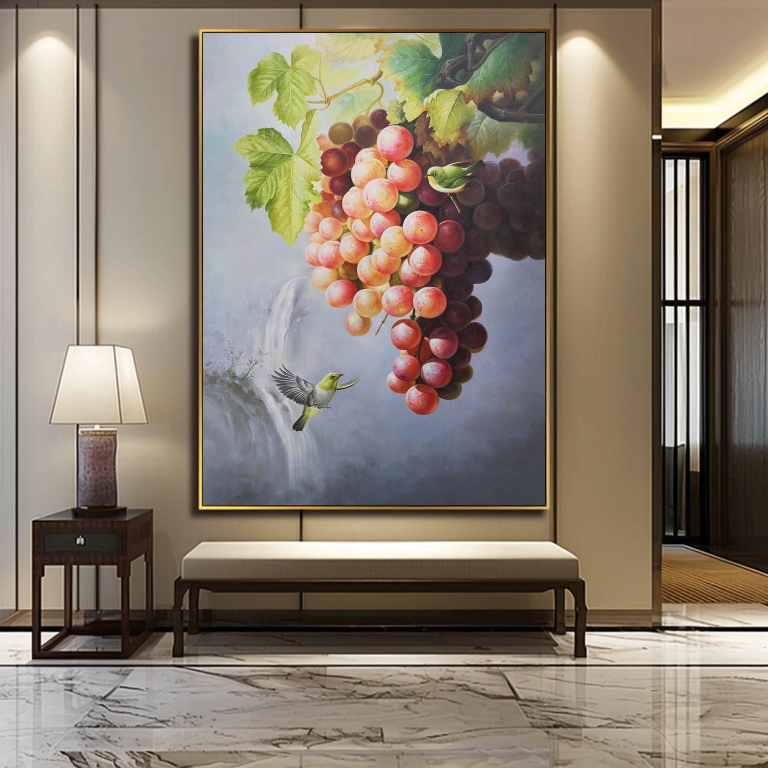 Large Hyperrealistic Grape Oil Painting Realistic Grape Canvas Wall Art Realistic Grape Landscape Art Decoration