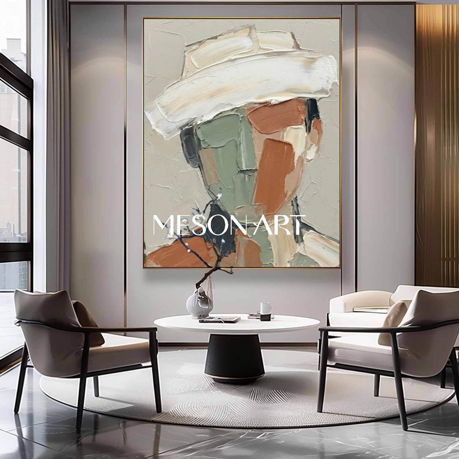 Abstract Portrait Canvas Art Contemporary Home Design Art Gallery Quality Textured Decor