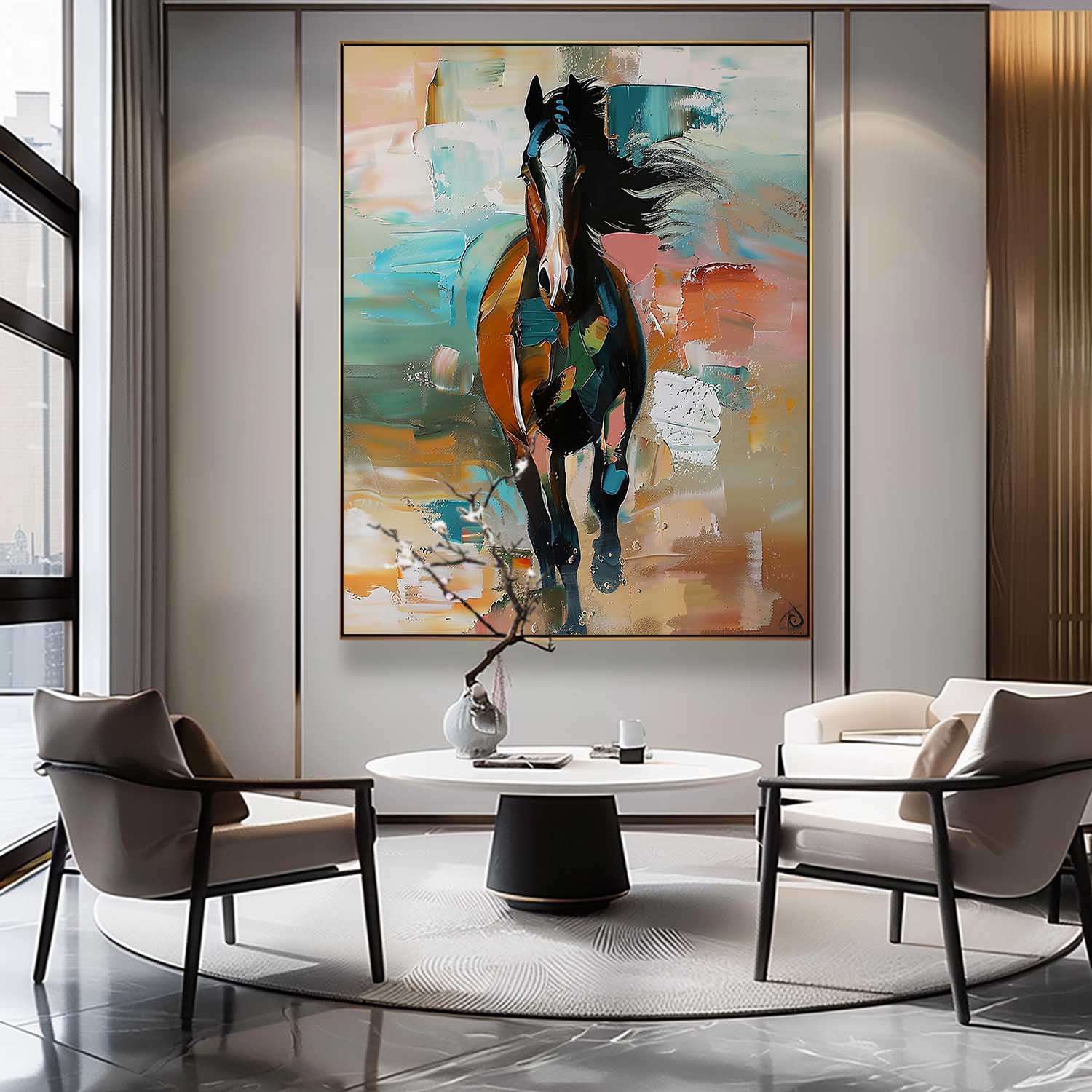 Large Running Horse Oil Painting on Canvas Horse Oil Painting for Sale Palette Horse Wall Art Decor