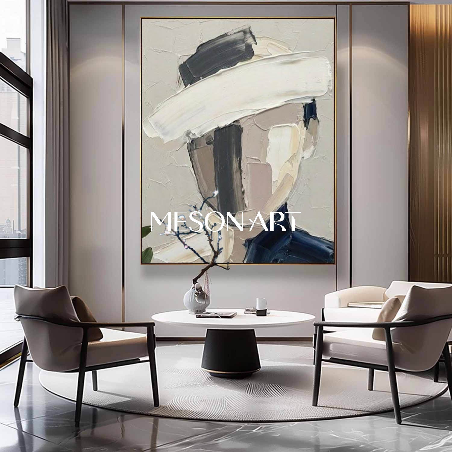 Modern Abstract Portrait Heavy Texture Oil Painting | MesonArt