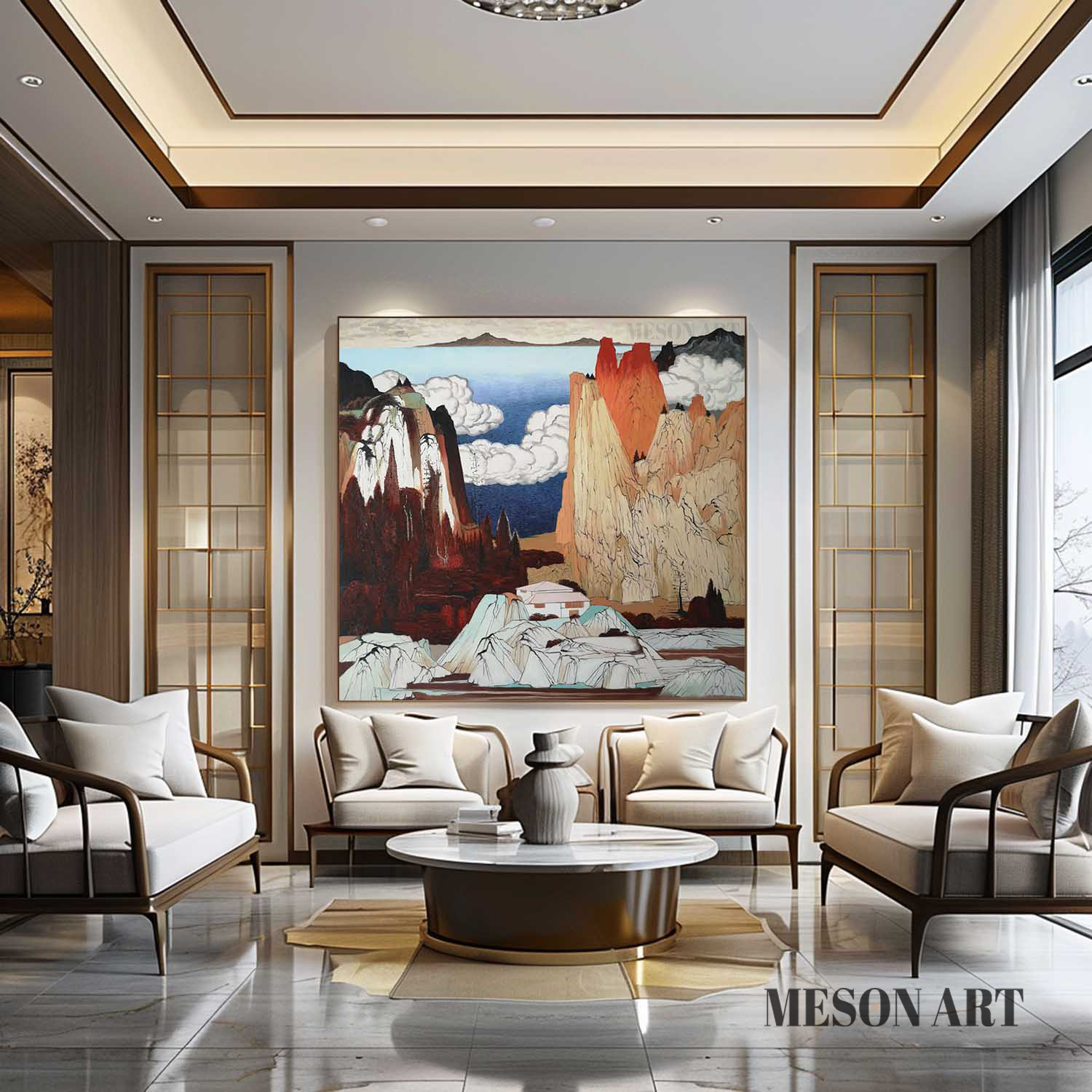 Large Abstract and Realistic Landscape Oil Painting Chinese Abstract and Realistic Landscape Art for Sale Landscape Canvas Wall Art