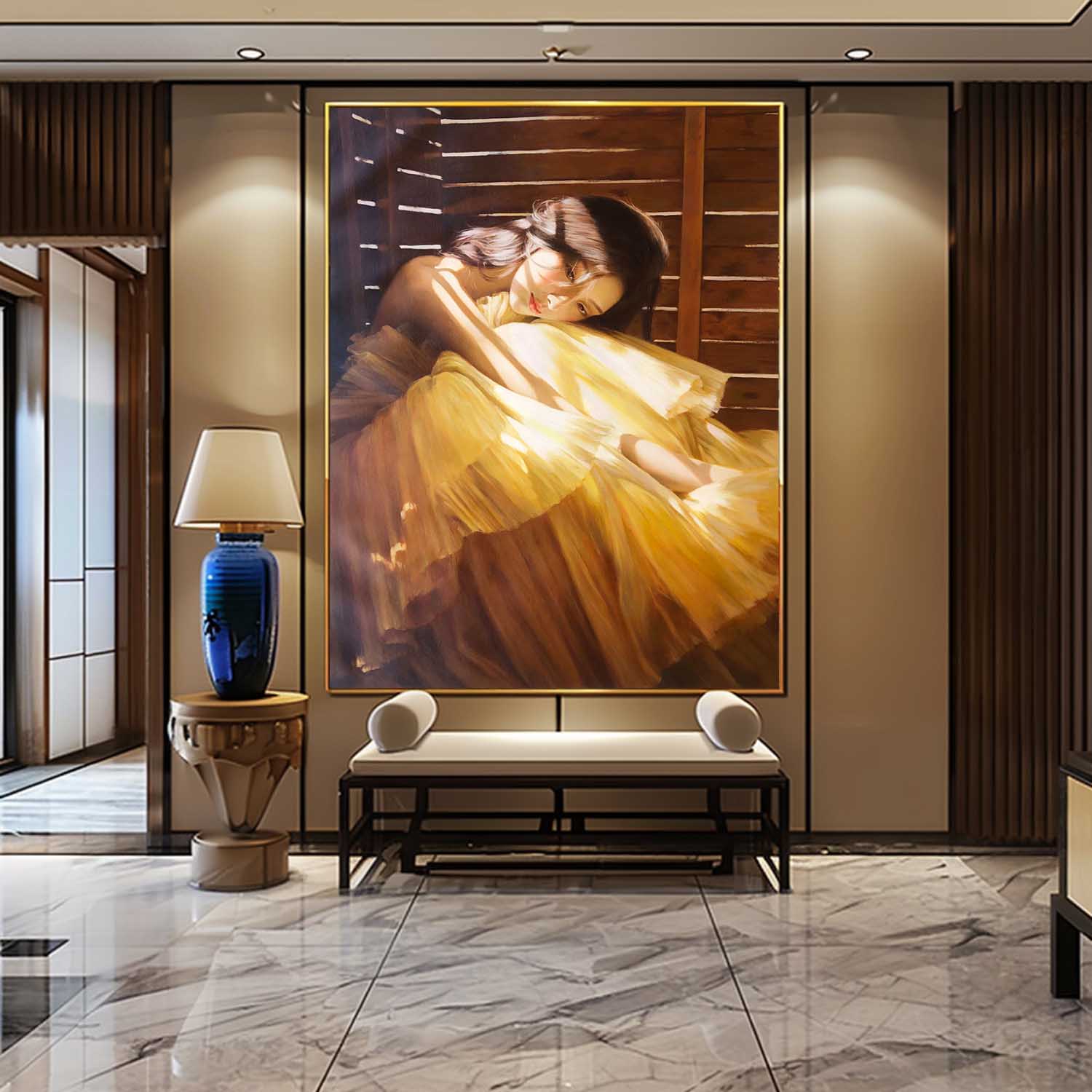 Large Realistic Beauty Portrait Art Canvas Hyperrealism Chinese Woman Oil Painting Portrait Art Gift for Sale