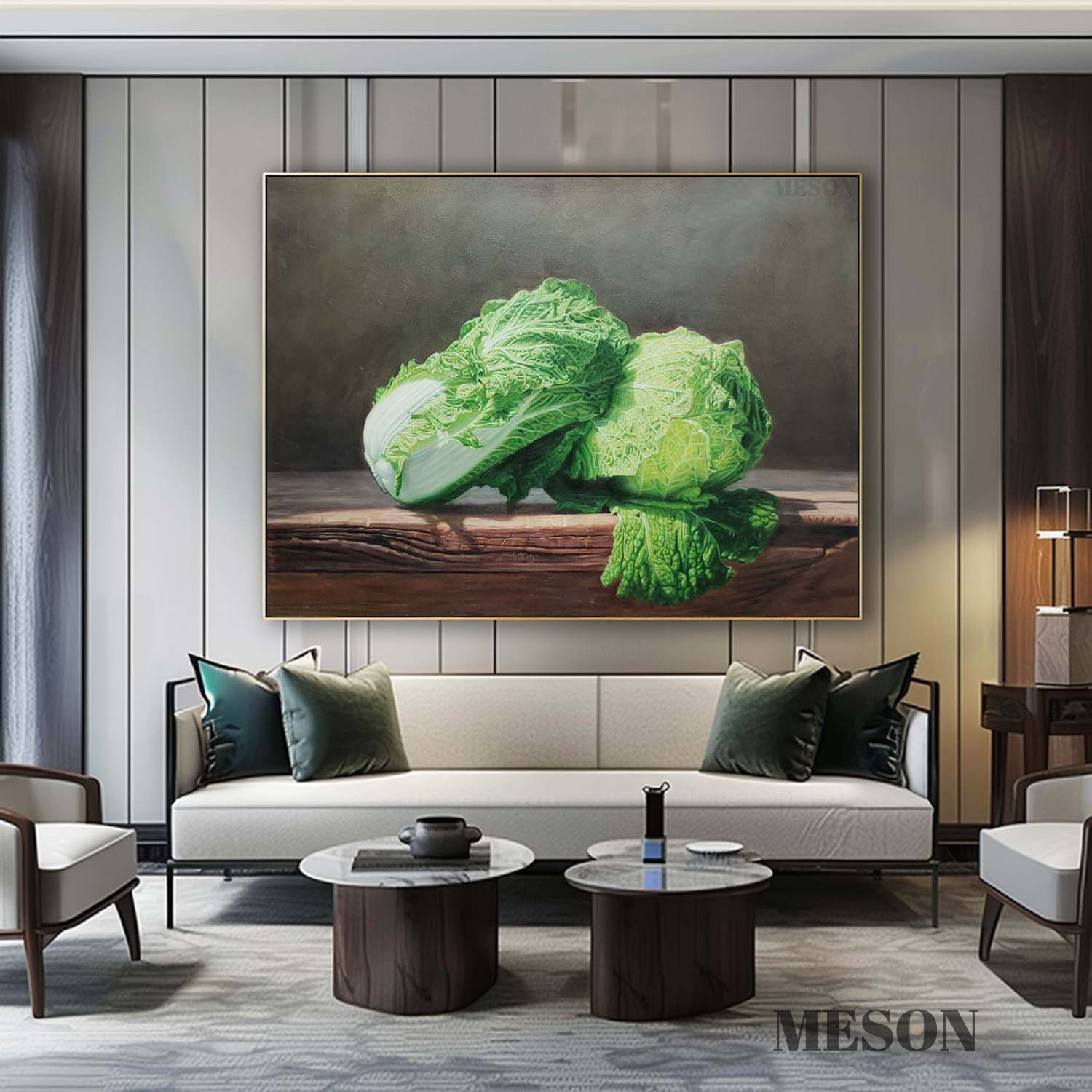 Hyperrealistic Cabbage Oil Painting Hyperrealistic Cabbage Canvas Wall Art Decor Vegetable Realistic Art For Sale