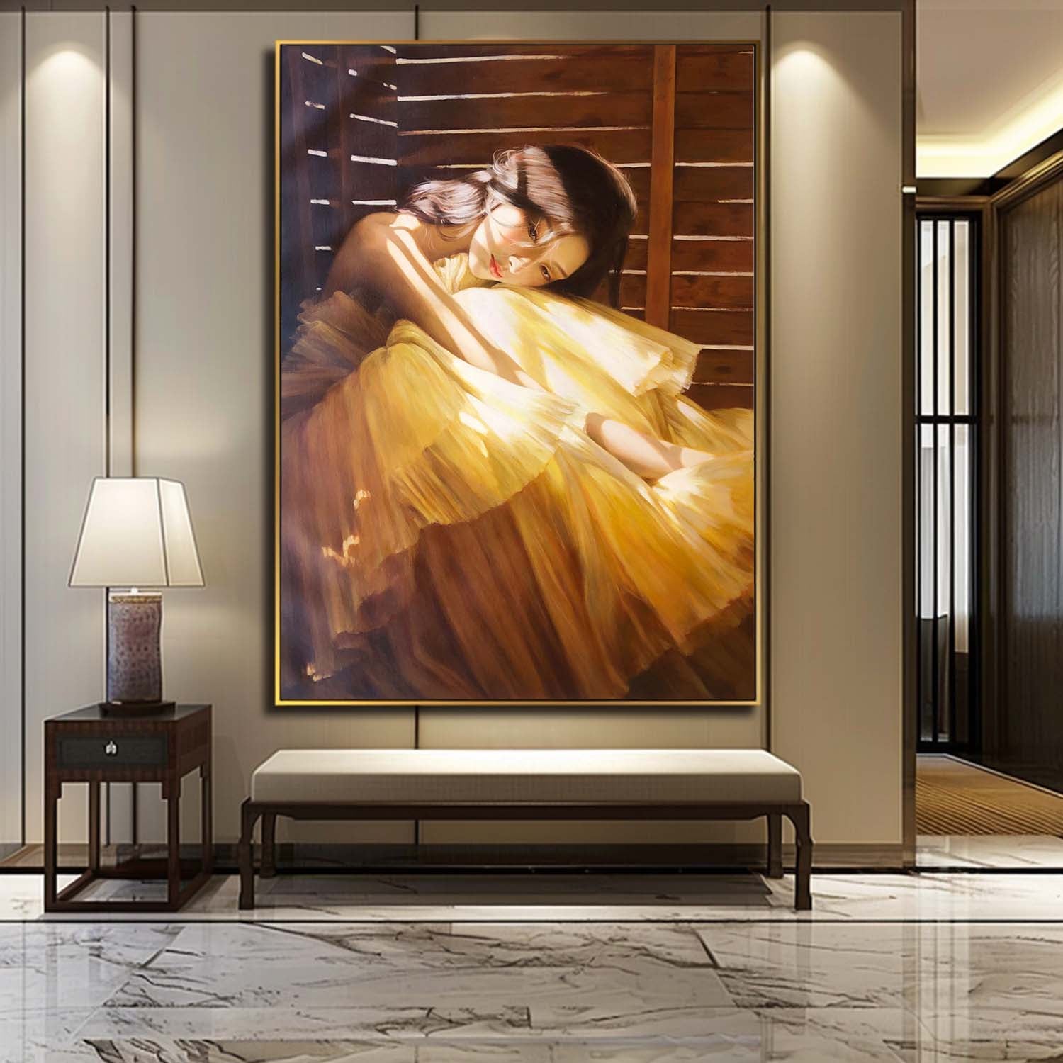 Large Realistic Beauty Portrait Art Canvas Hyperrealism Chinese Woman Oil Painting Portrait Art Gift for Sale