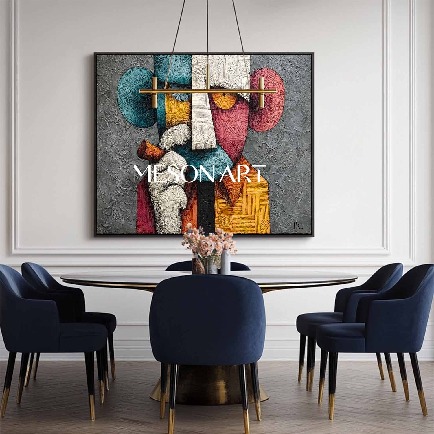 Large Modern man smoking a cigar abstract texture canvas wall art Man smoking a cigar pop abstract art