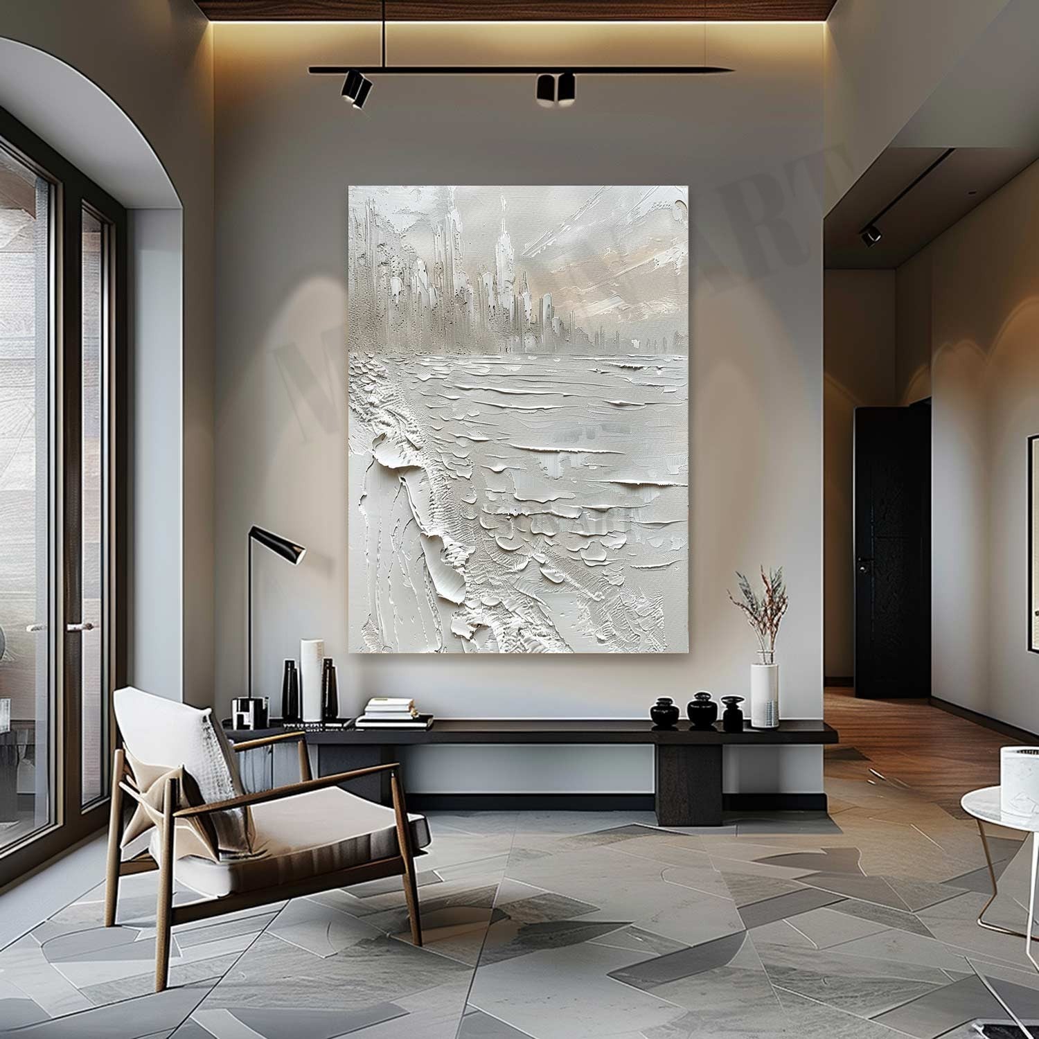 White Plaster Abstract Texture Painting White Abstract Textured Wall Art White Plaster Art Canvas