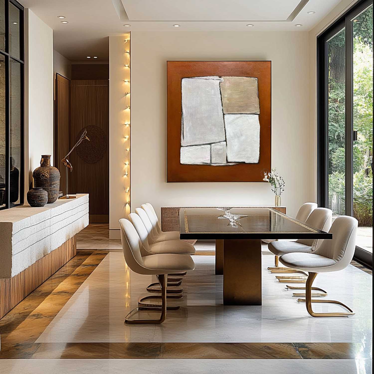Large Brown Minimalism Abstract Art Canvas Selling Brown Texture Wall Decor Mural