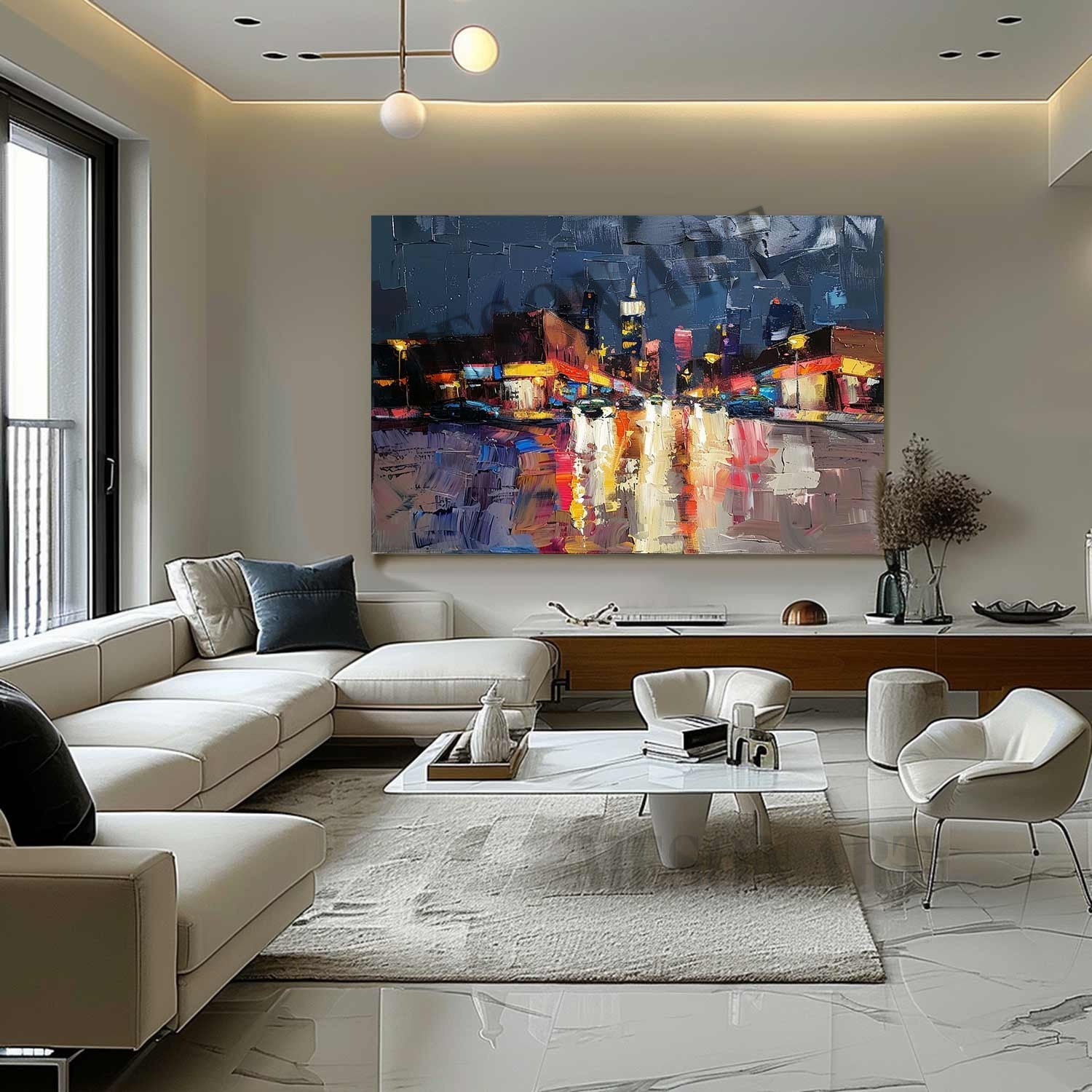 Las Vegas City Night Scene Painting Las Vegas City Night Scene Palette Canvas Wall Art for Sale