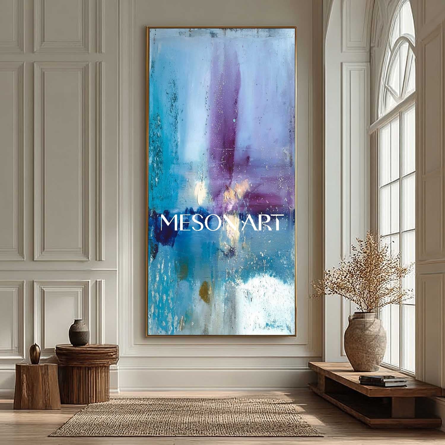 Large Corridor Blue Abstract Wall Art Blue Abstract Oil Painting