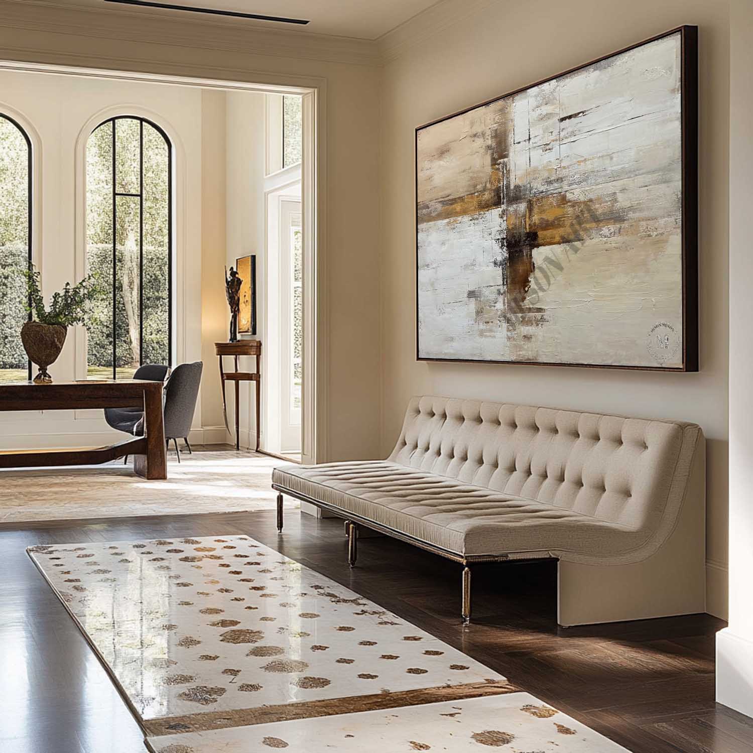 Large Beige and Brown Minimalist Abstract Art Canvas for Sale Wabi Sabi Wall Art Decor