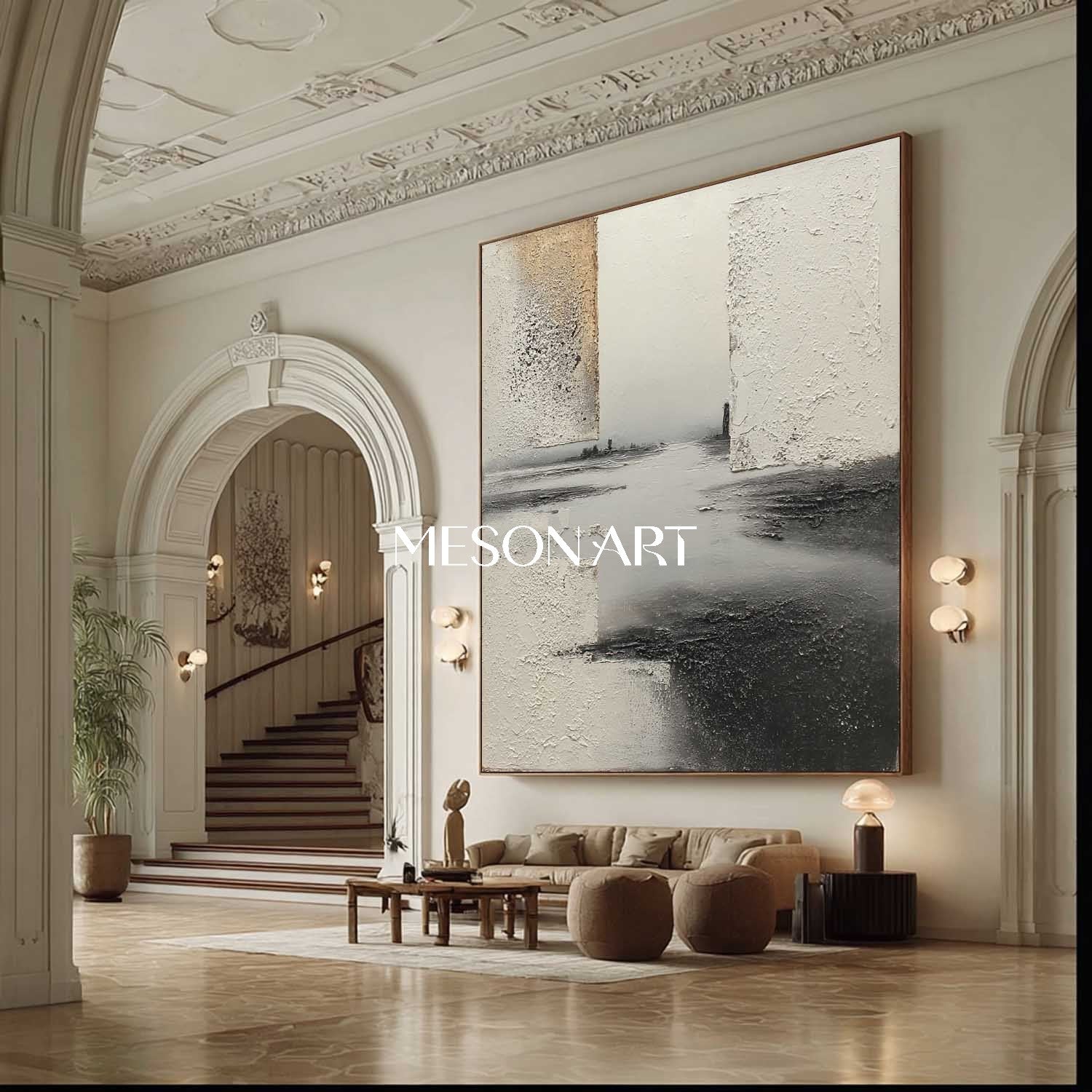 3D Grey Abstract Art Canvas For Sale Grey Minimalist Texture Painting