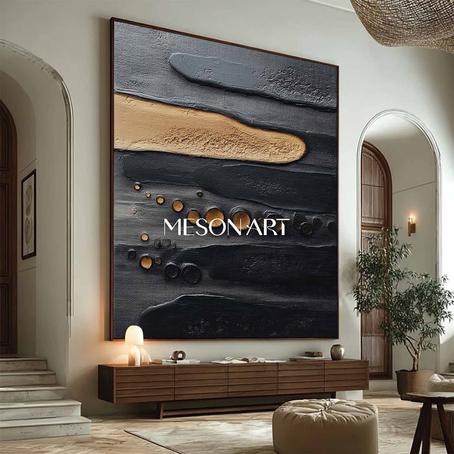 Order Modern Black and Gold Minimalist Art Contemporary Living Room